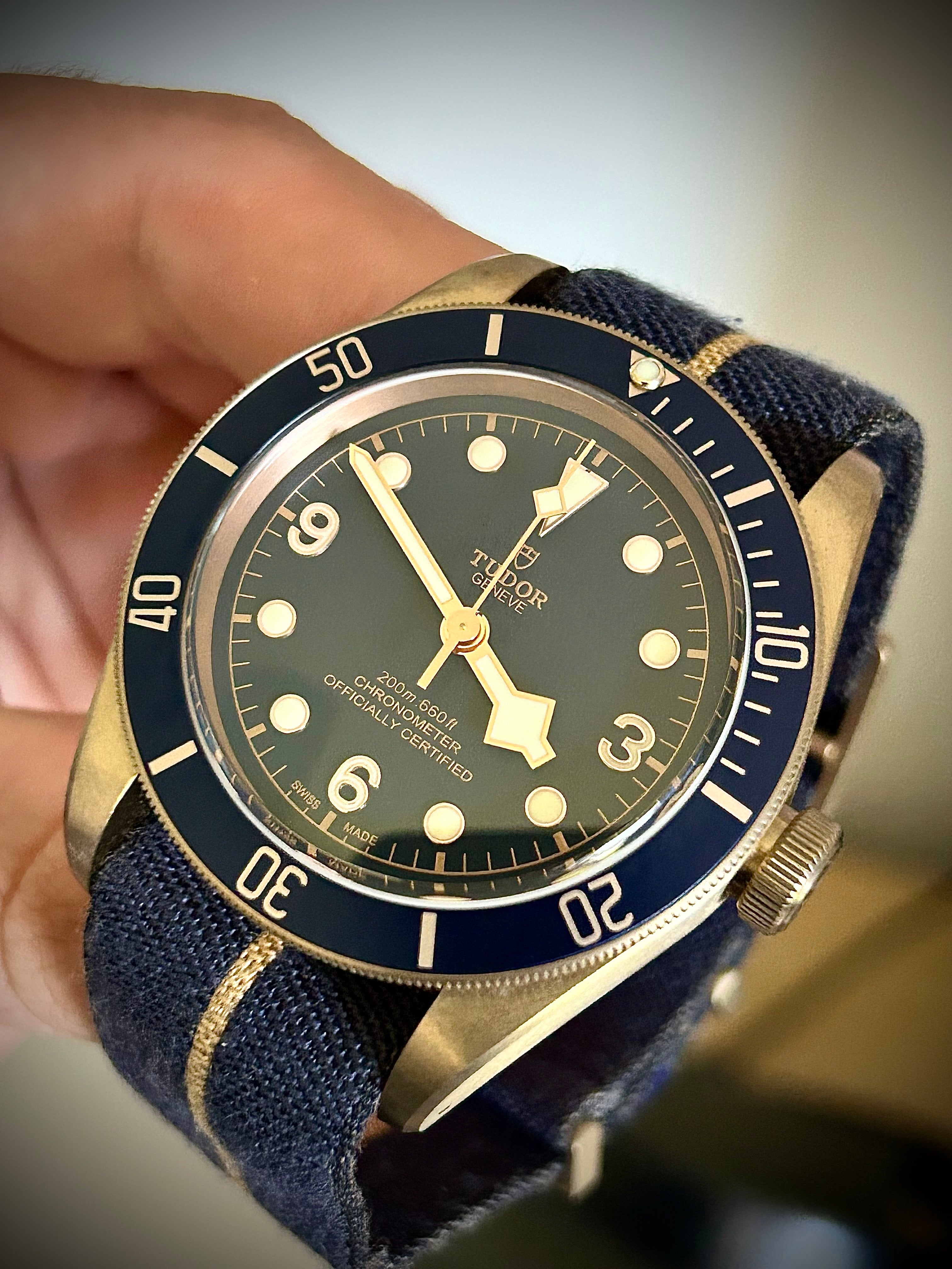 2018 TUDOR BLACK BAY BRONZE, BUCHERER BLUE, 79250BB, FULL SET, INC GST