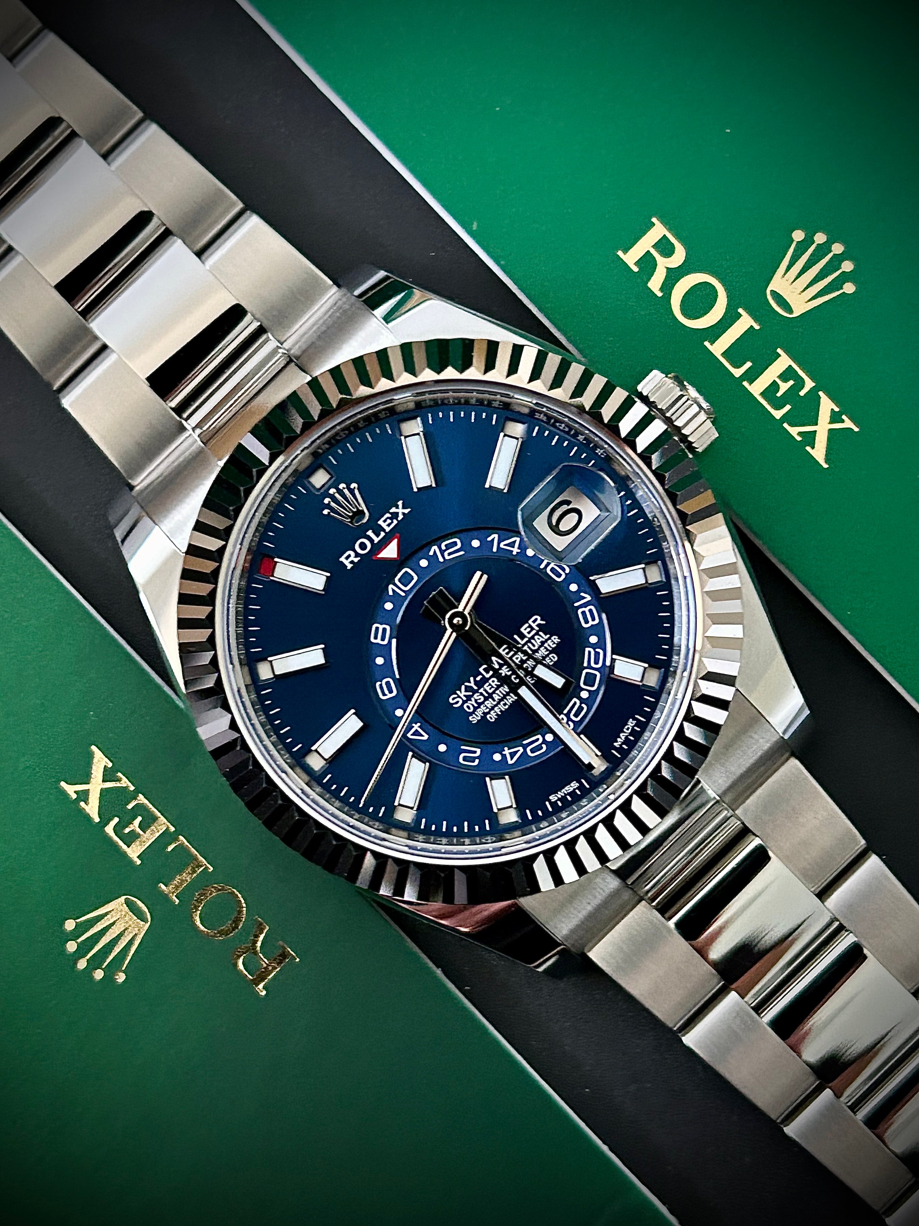 2021 ROLEX SKY DWELLER, BLUE DIAL, UNWORN, OYSTER, 326934, FULL SET, INC GST