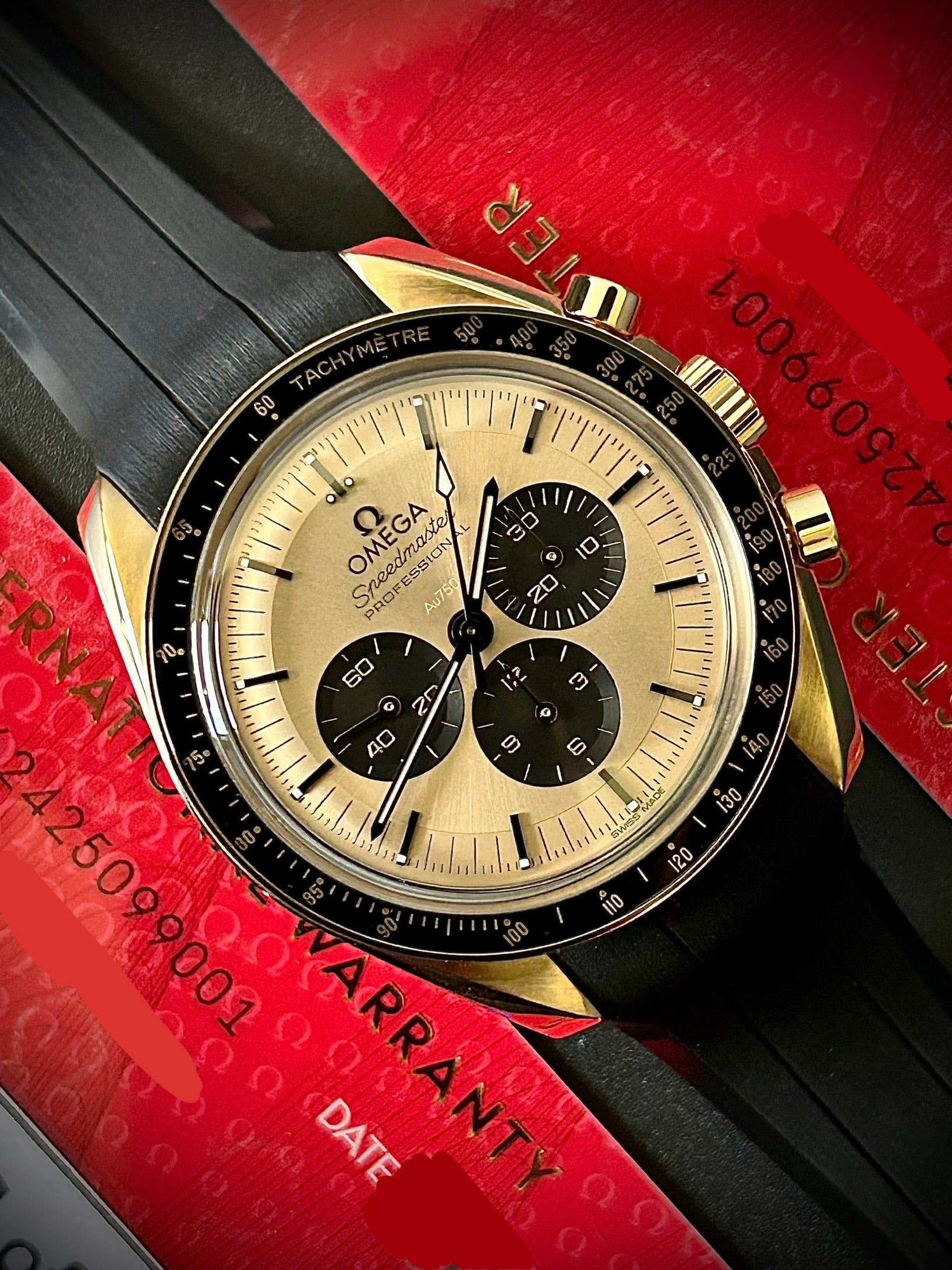 2025 OMEGA SPEEDMASTER MOONSHINE GOLD, FULL SET, INC GST