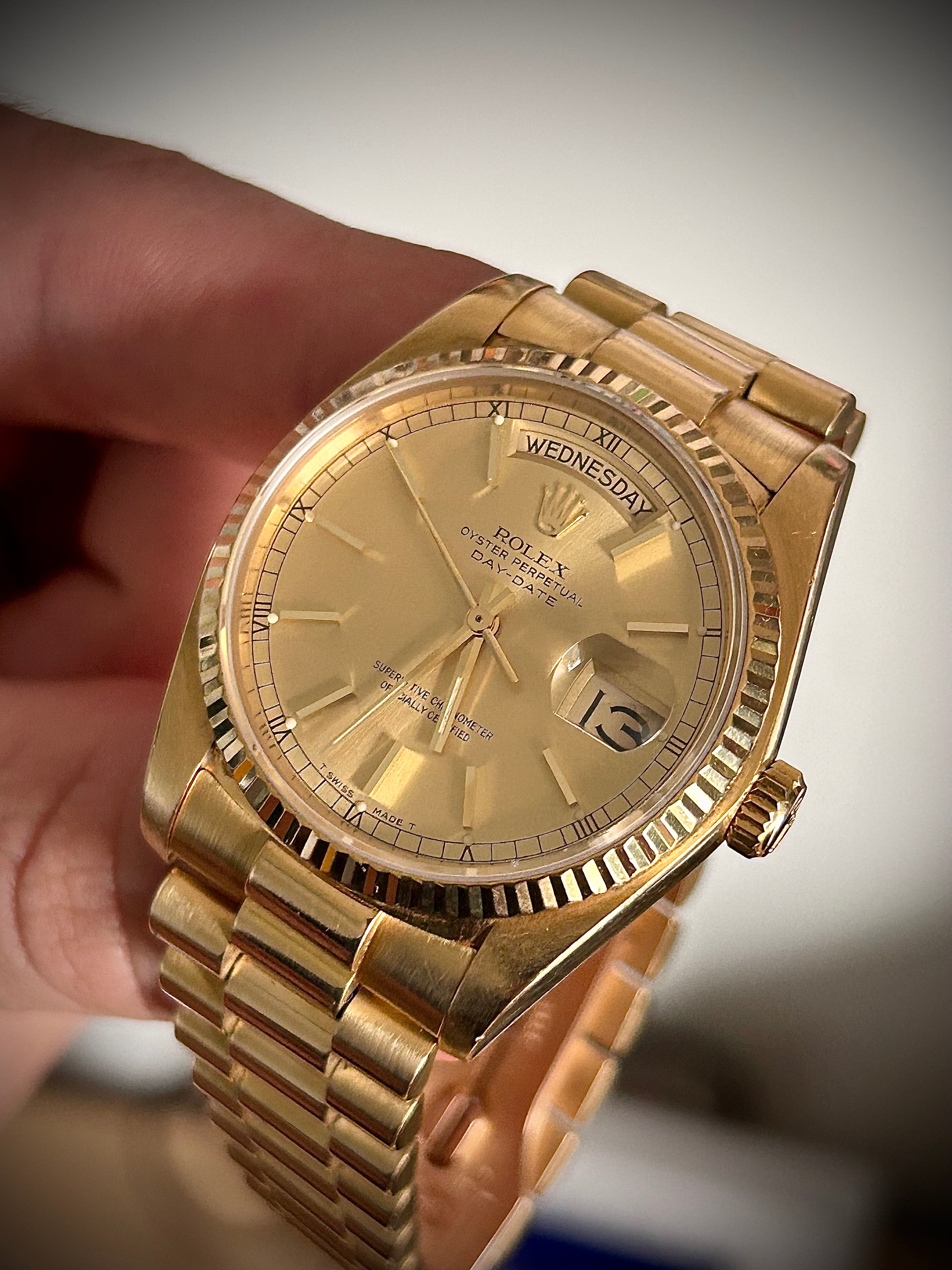 1982 ROLEX DAY-DATE, 18038, BOX AND PAPERS, INC GST