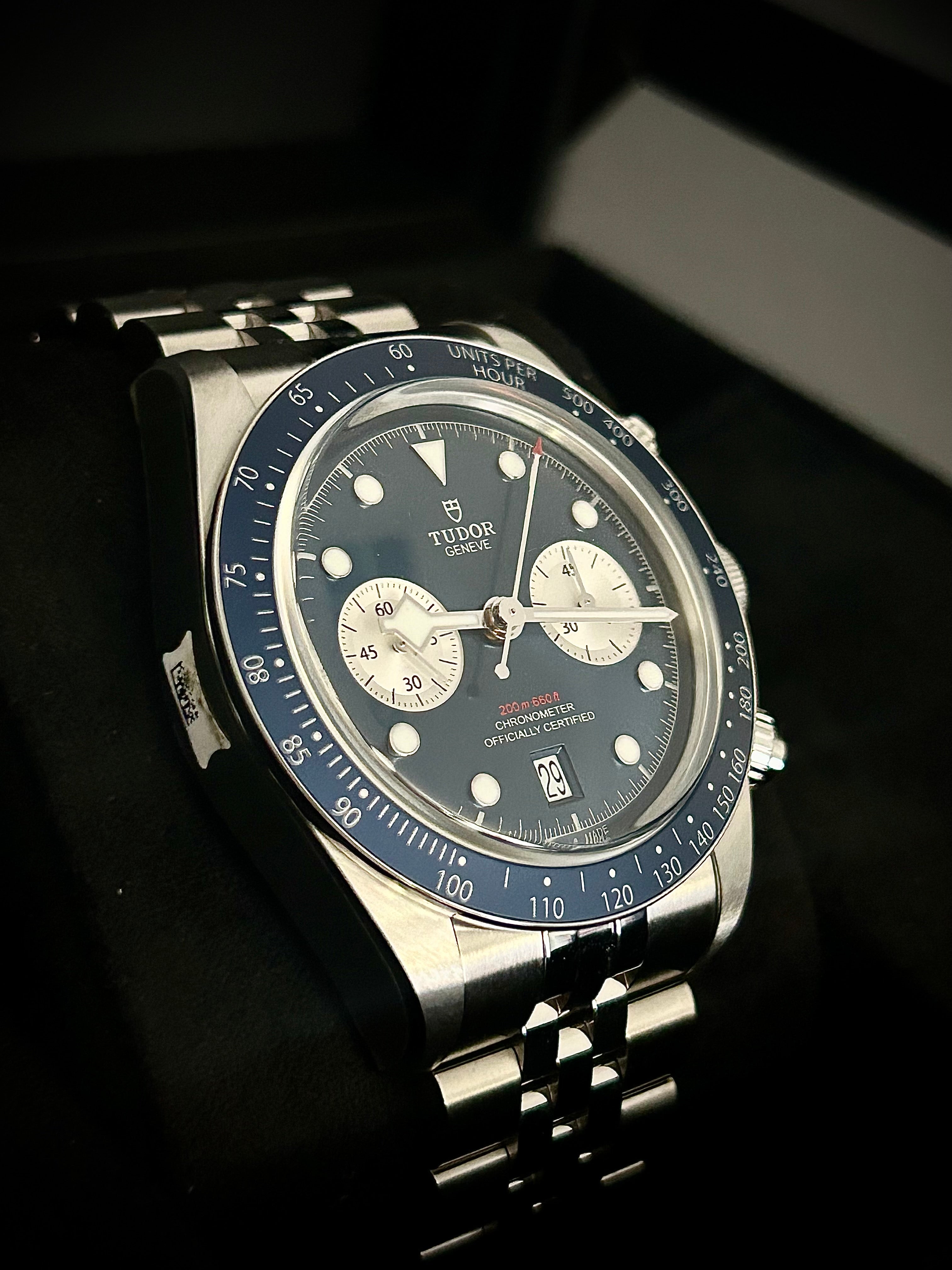 2024 TUDOR BLACK CHRONO BLUE BOUTIQUE EDITION, FULL SET, INC GST