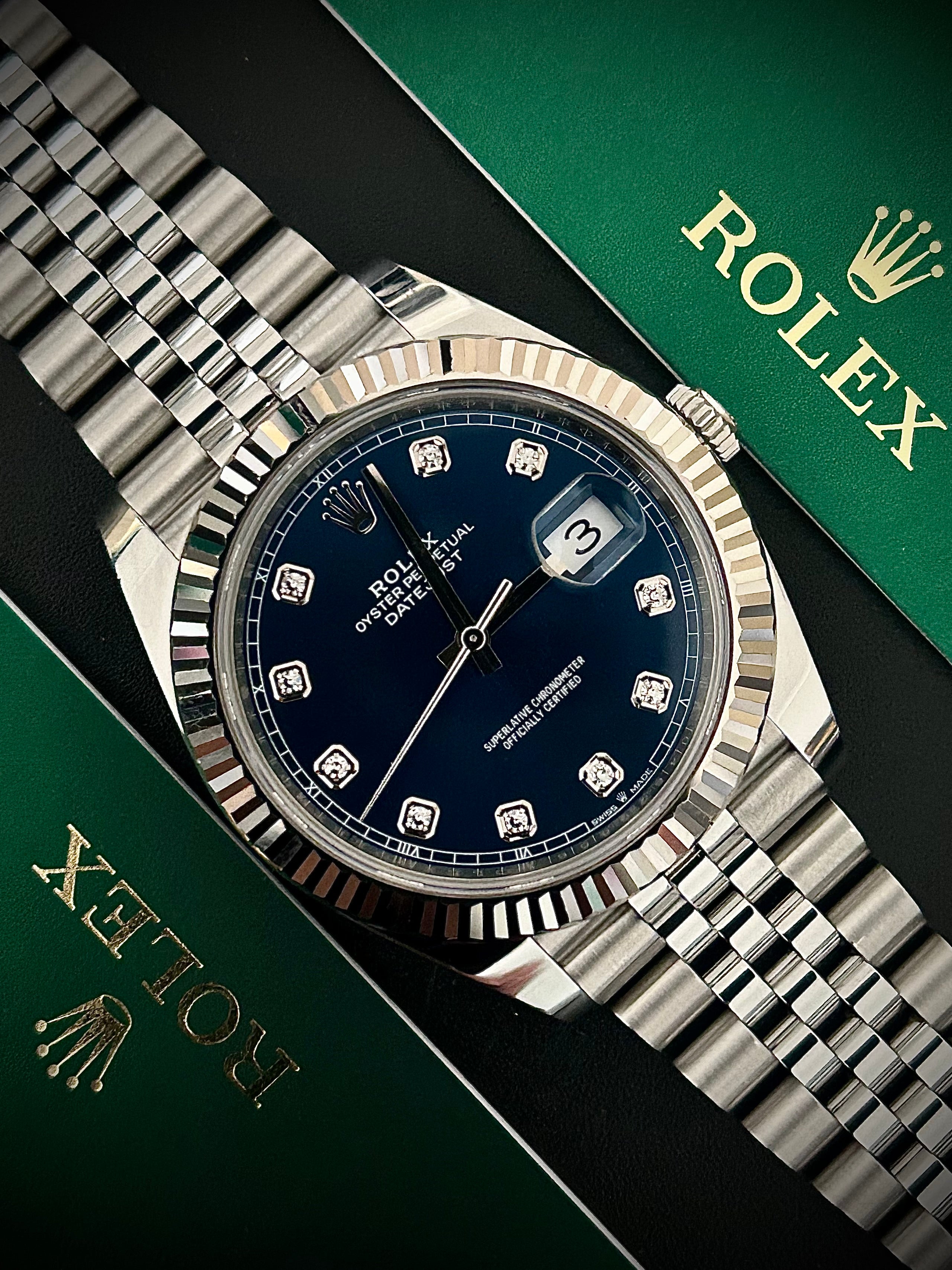 2021 ROLEX DATEJUST 41, BLUE DIAMOND DIAL, 126334, FULL SET, INC GST