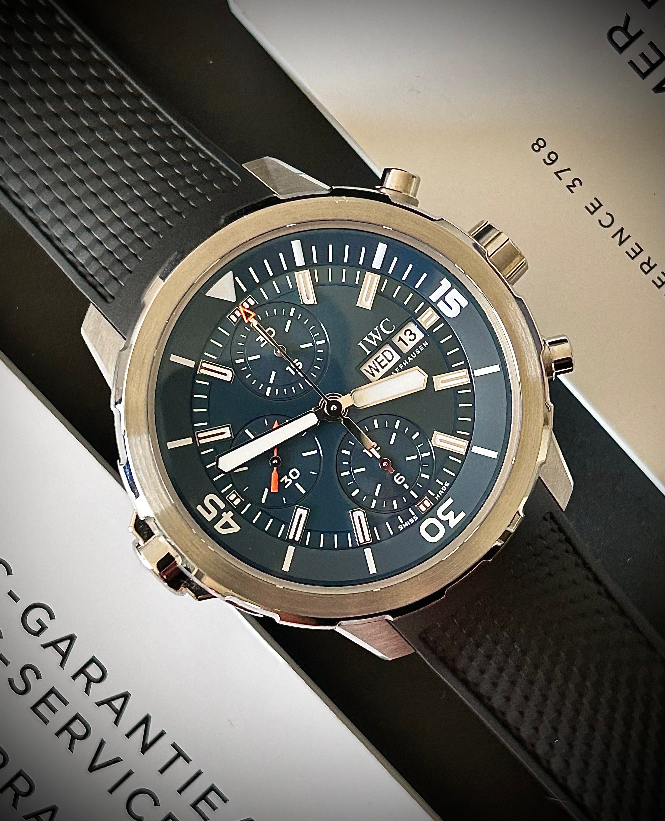 2014 IWC AQUATIMER CHRONOGRAPH, “EXPEDITION JACQUES-YVES COUSTEAU”, FULLY SERVICED, IW376805, BOX AND PAPERS, INC GST