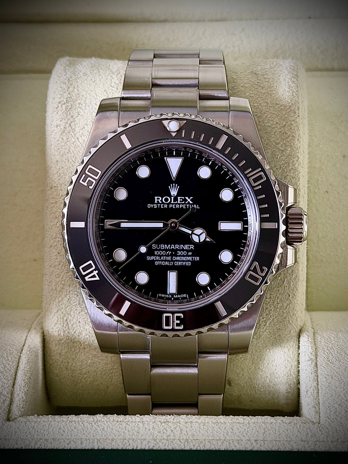 2013 ROLEX SUBMARINER, 114060, NO DATE, BOX & PAPERS, EXCELLENT CONDITION, INC GST
