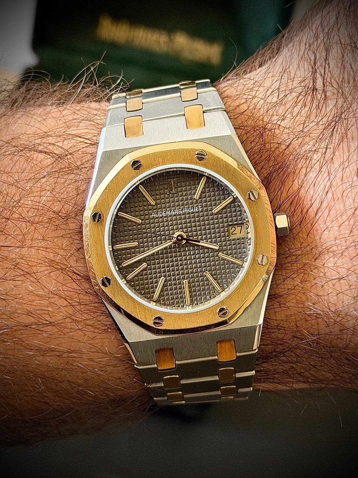 CIRCA 1980 AUDEMARS PIGUET ROYAL OAK, 4100SA, TWO TONE, WATCH & BOX, INC GST