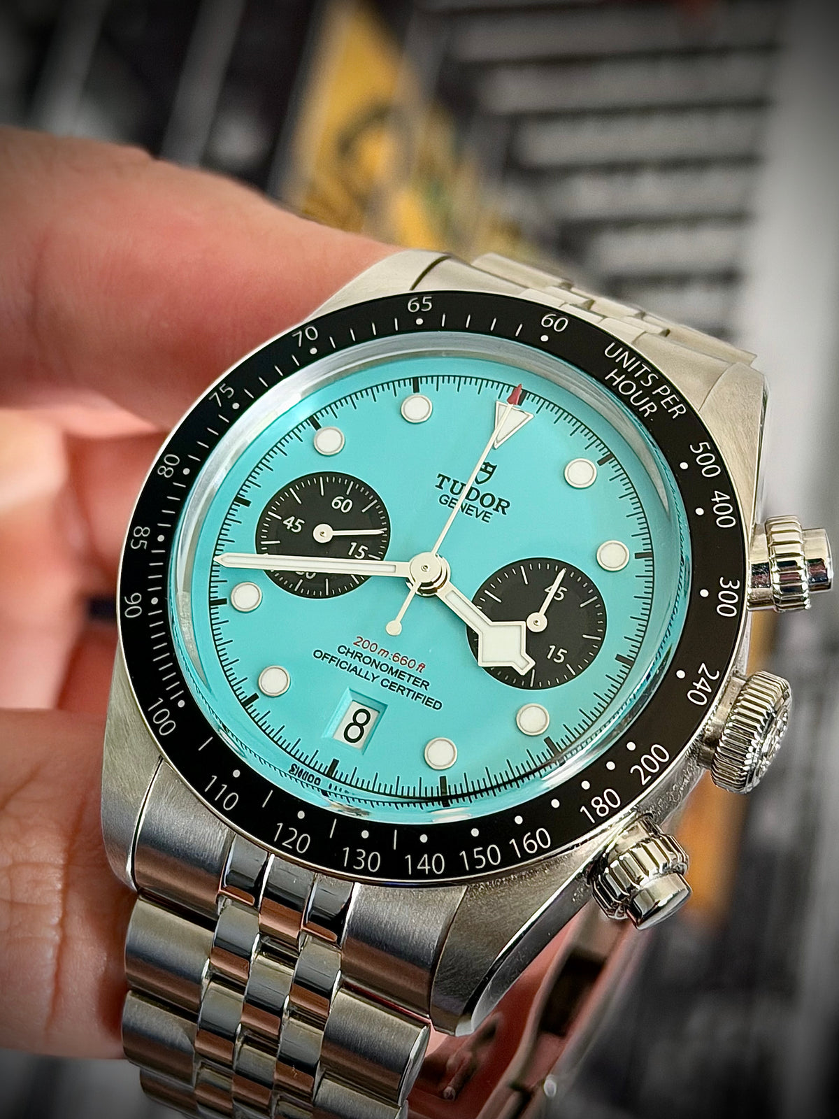 2025 TUDOR BLACK BAY CHRONO “FLAMINGO BLUE”, M79360N-0024, FULL SET, NEAR MINT CONDITION, INC GST