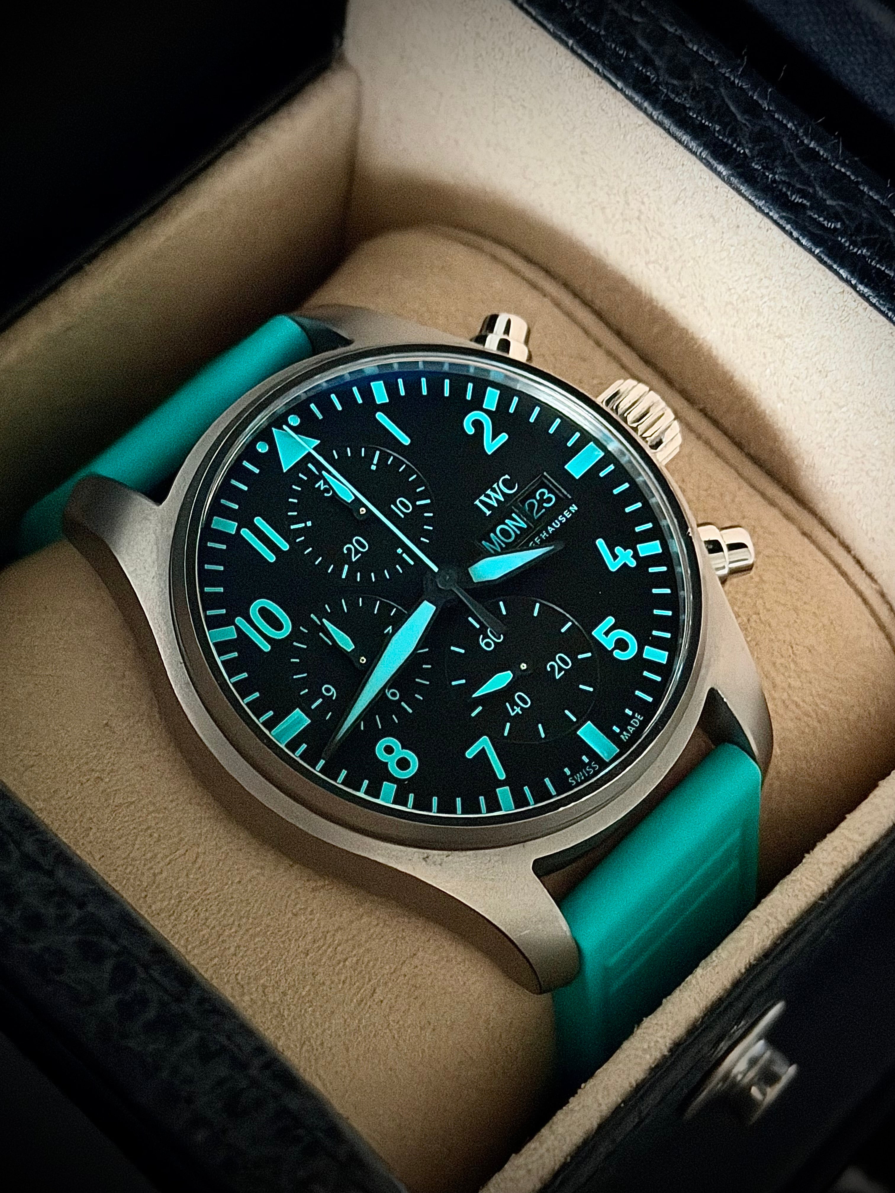 2022 IWC PILOTS WATCH CHRONOGRAPH “MERCEDES-AMG PETRONAS FORMULA ONE TEAM” IW388108, FULL SET, INC GST