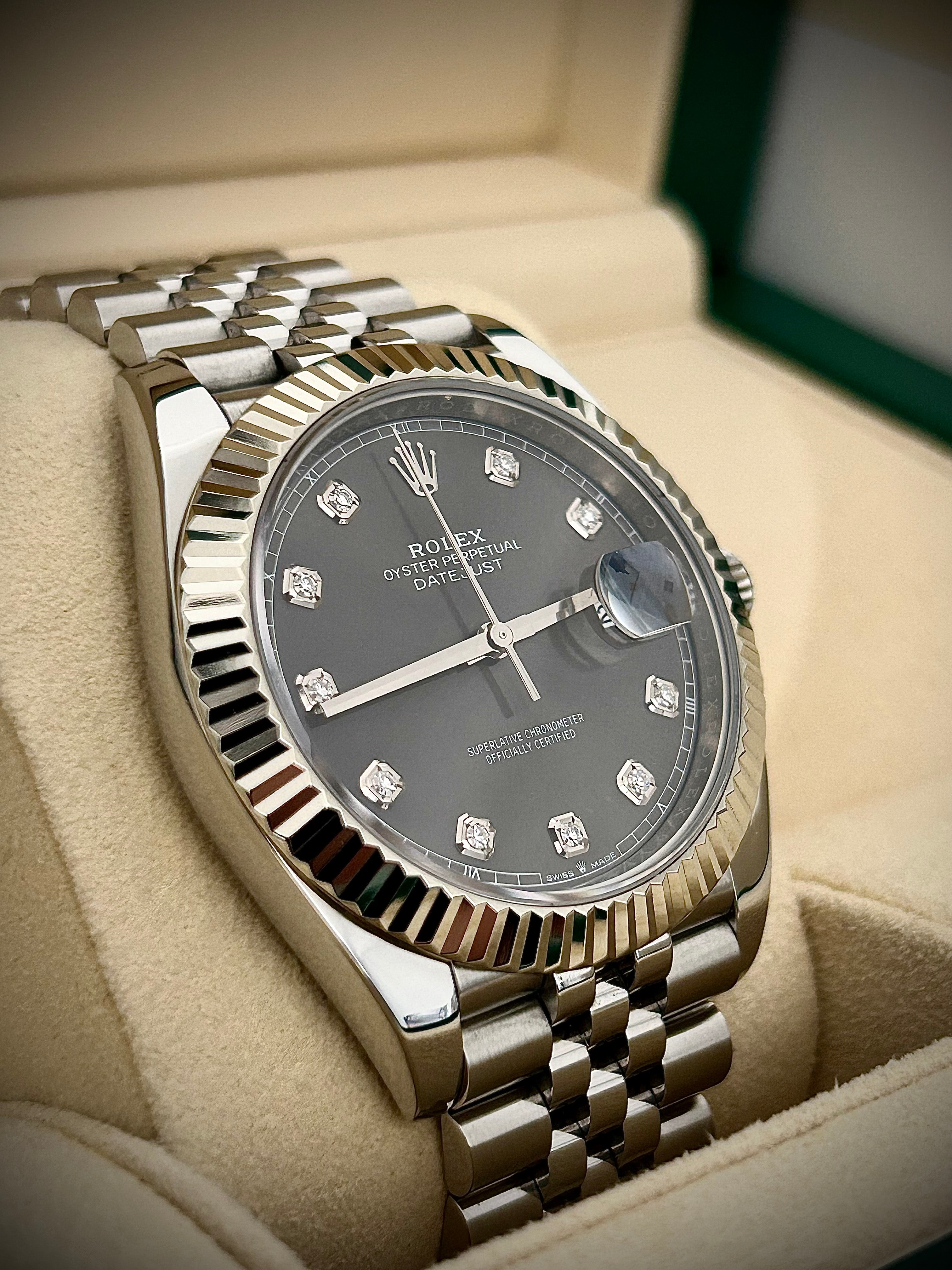 2020 ROLEX DATEJUST 41, RHODIUM DIAMOND DIAL, 126334, FULL SET, INC GST