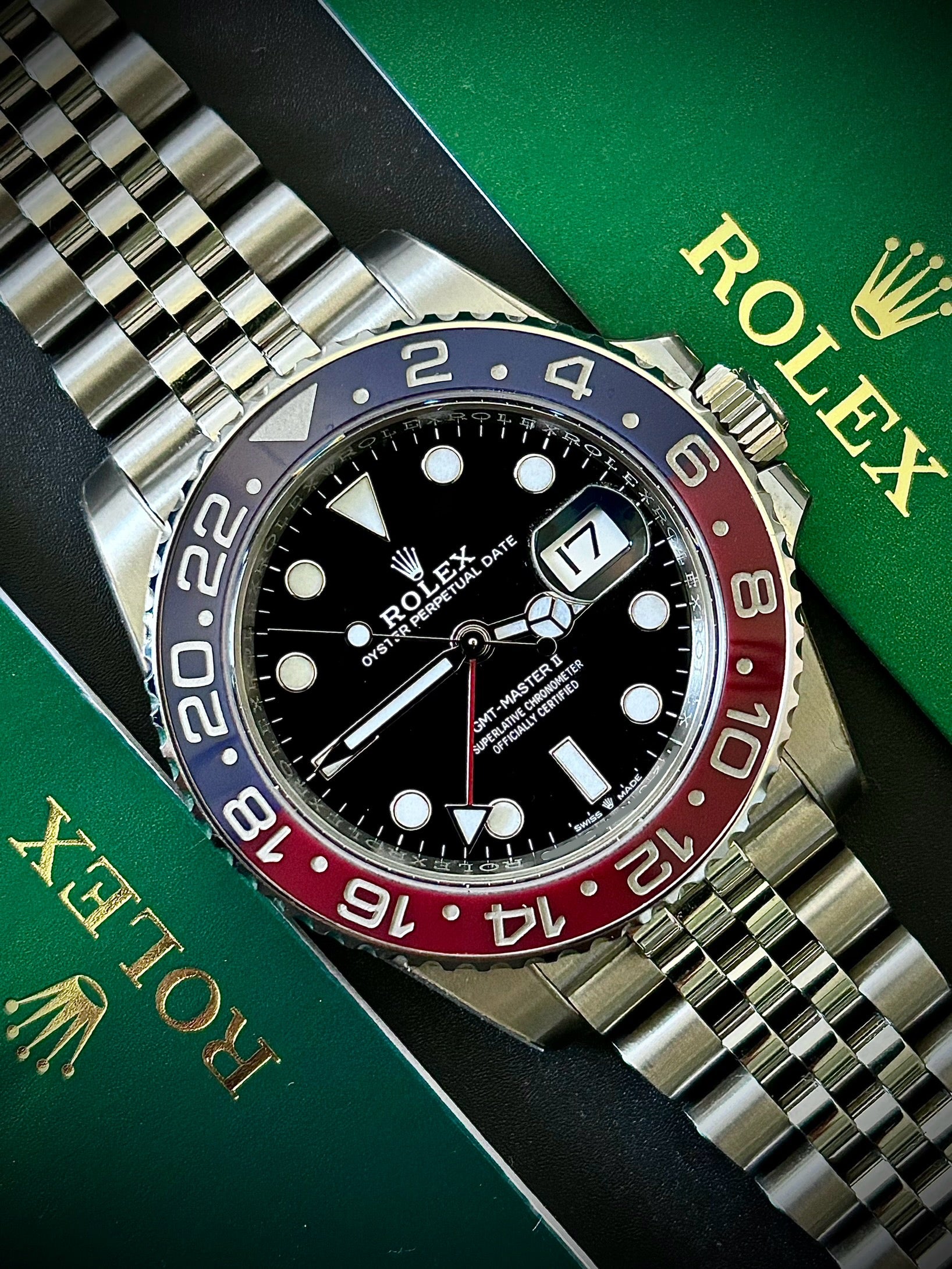 2022 ROLEX GMT MASTER II, PEPSI, 126710BLRO, FULL SET, INC GST