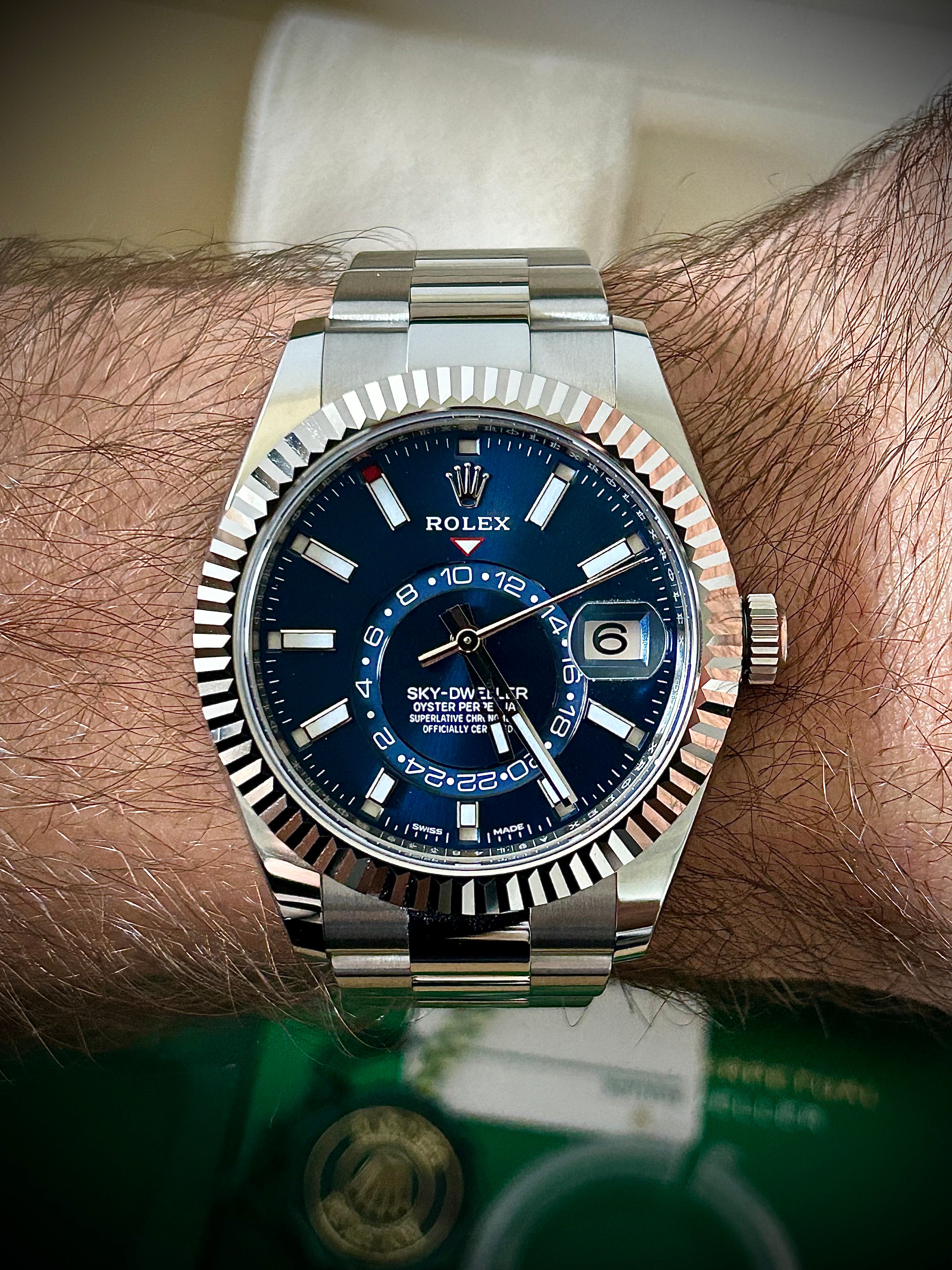 2021 ROLEX SKY DWELLER, BLUE DIAL, UNWORN, OYSTER, 326934, FULL SET, INC GST