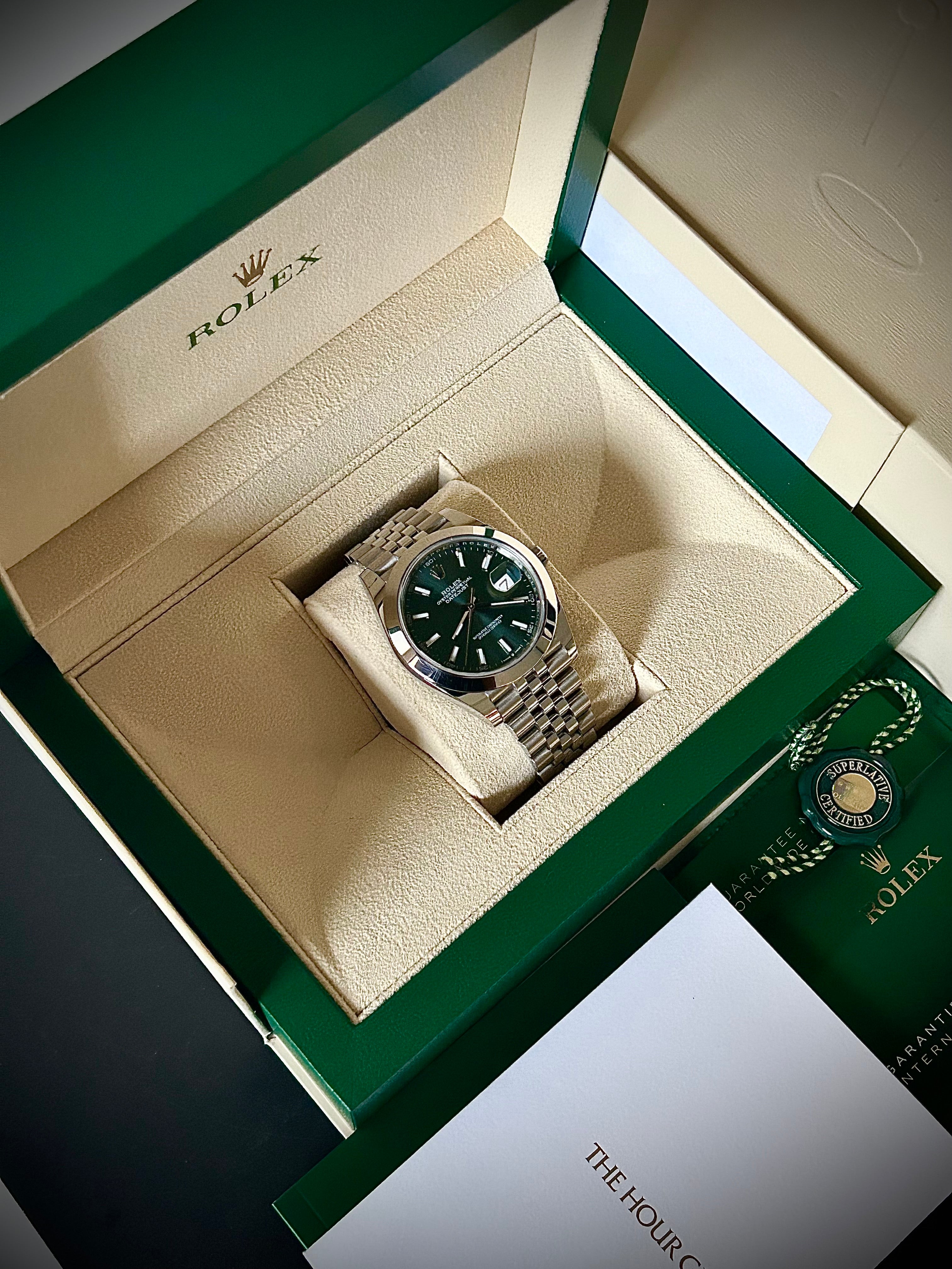 2023 ROLEX DATEJUST 41, MINT GREEN DIAL, 126300, SMOOTH JUBILEE, FULL SET, INC GST