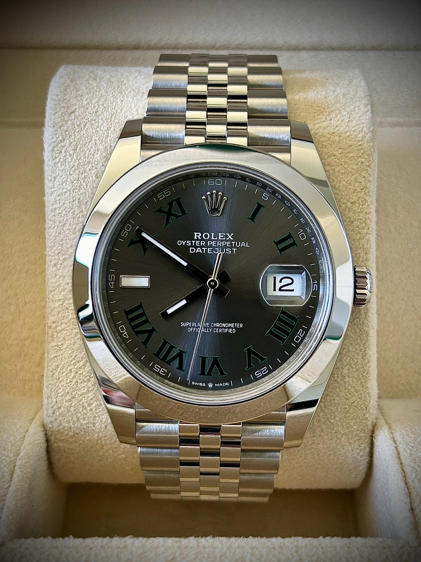 2024 ROLEX DATEJUST 41 WIMBLEDON, 126300, FULL SET, INC GST