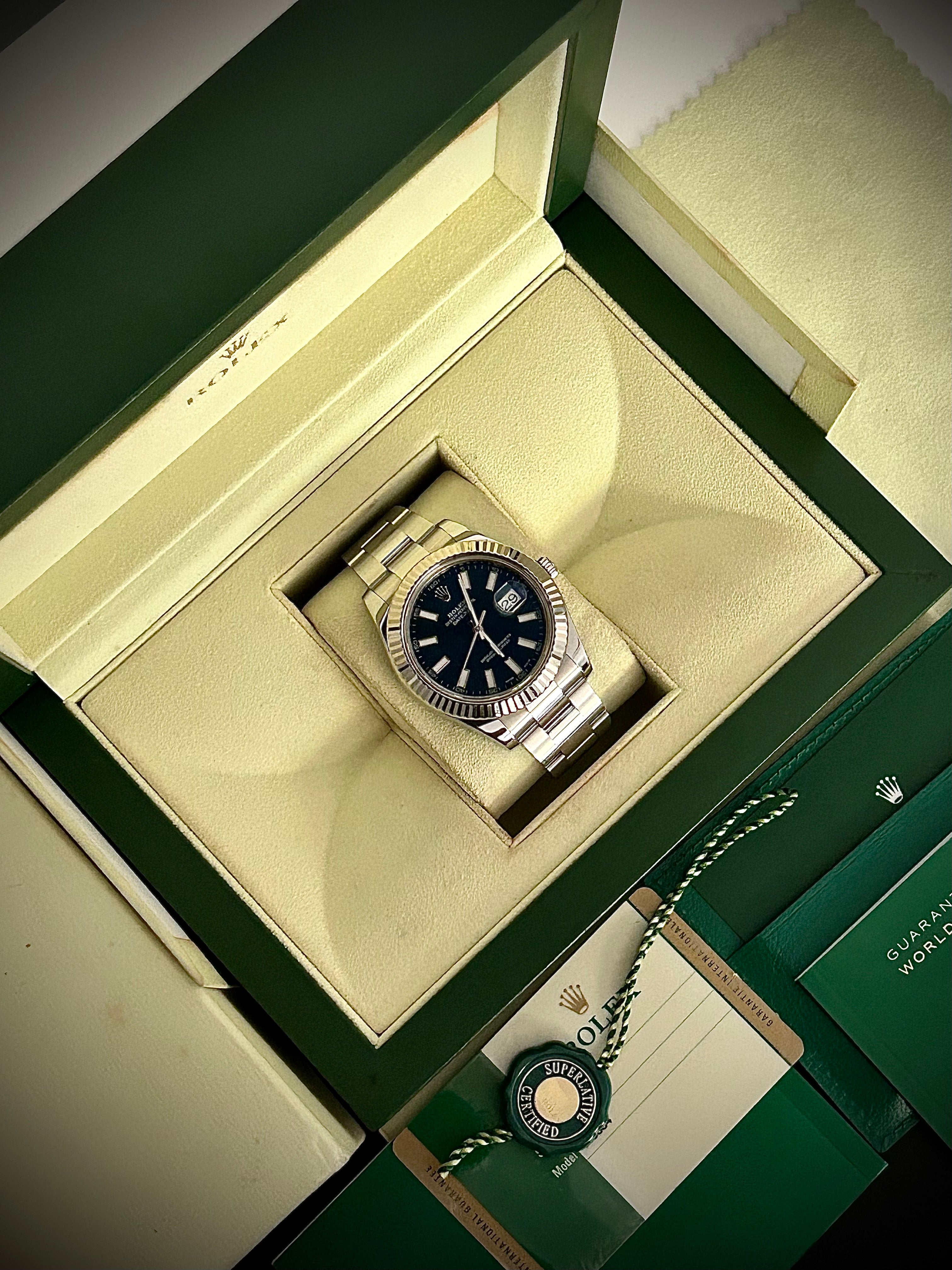 2016 ROLEX DATE JUST II, BLUE DIAL, 116334, FULL SET, INC GST