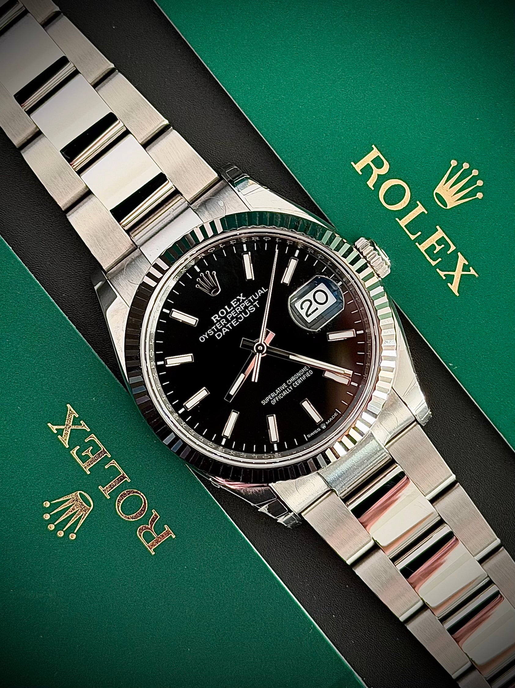 2025 ROLEX DATEJUST 36, 126234, BLACK DIAL, OYSTER BRACELET, BRAND NEW FULLY STICKERED, FULL SET, INC GST