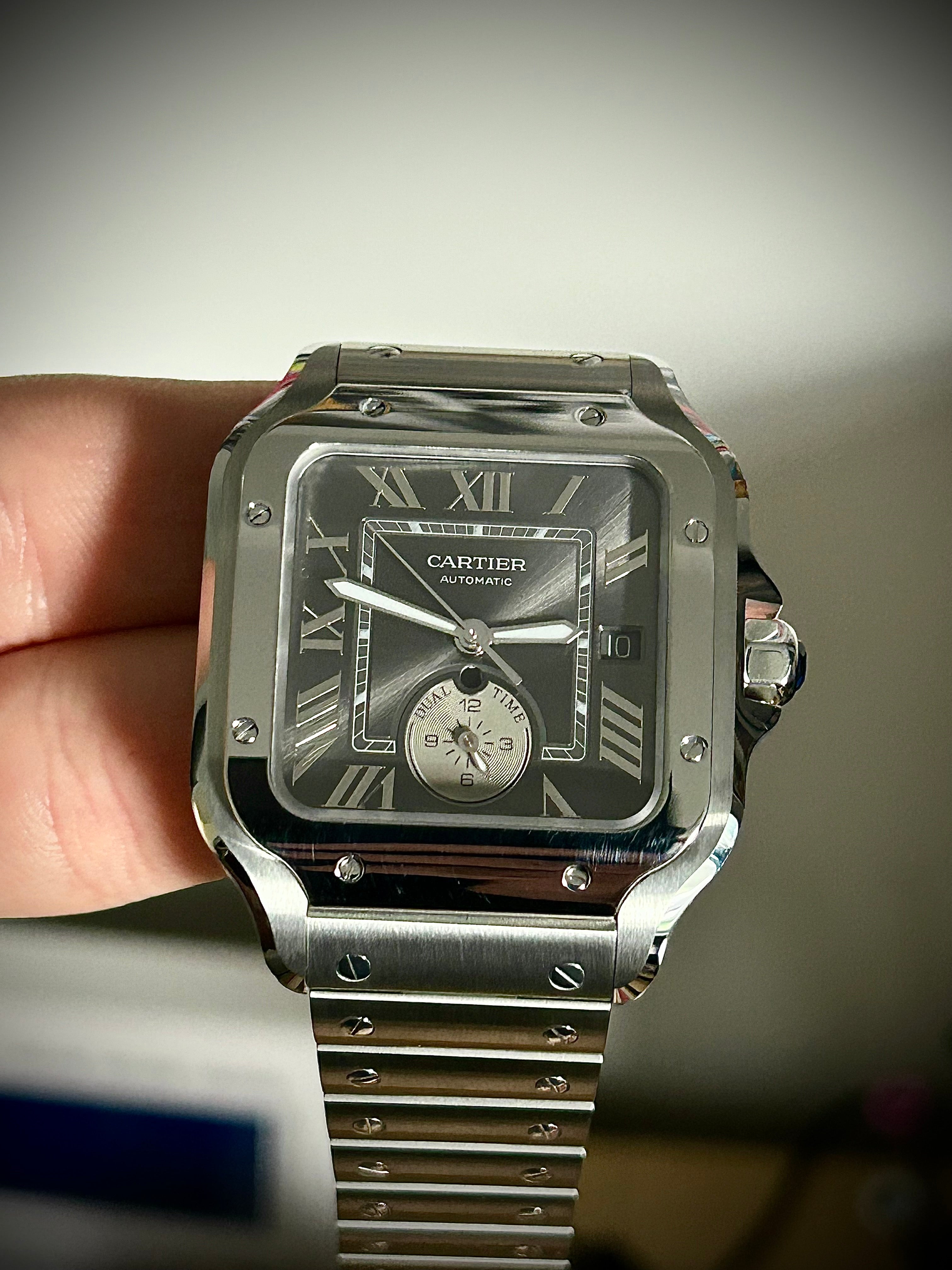 2024 CARTIER SANTOS DE CARTIER LARGE DUAL TIME, WSSA0076, BOX AND PAPERS, INC GST