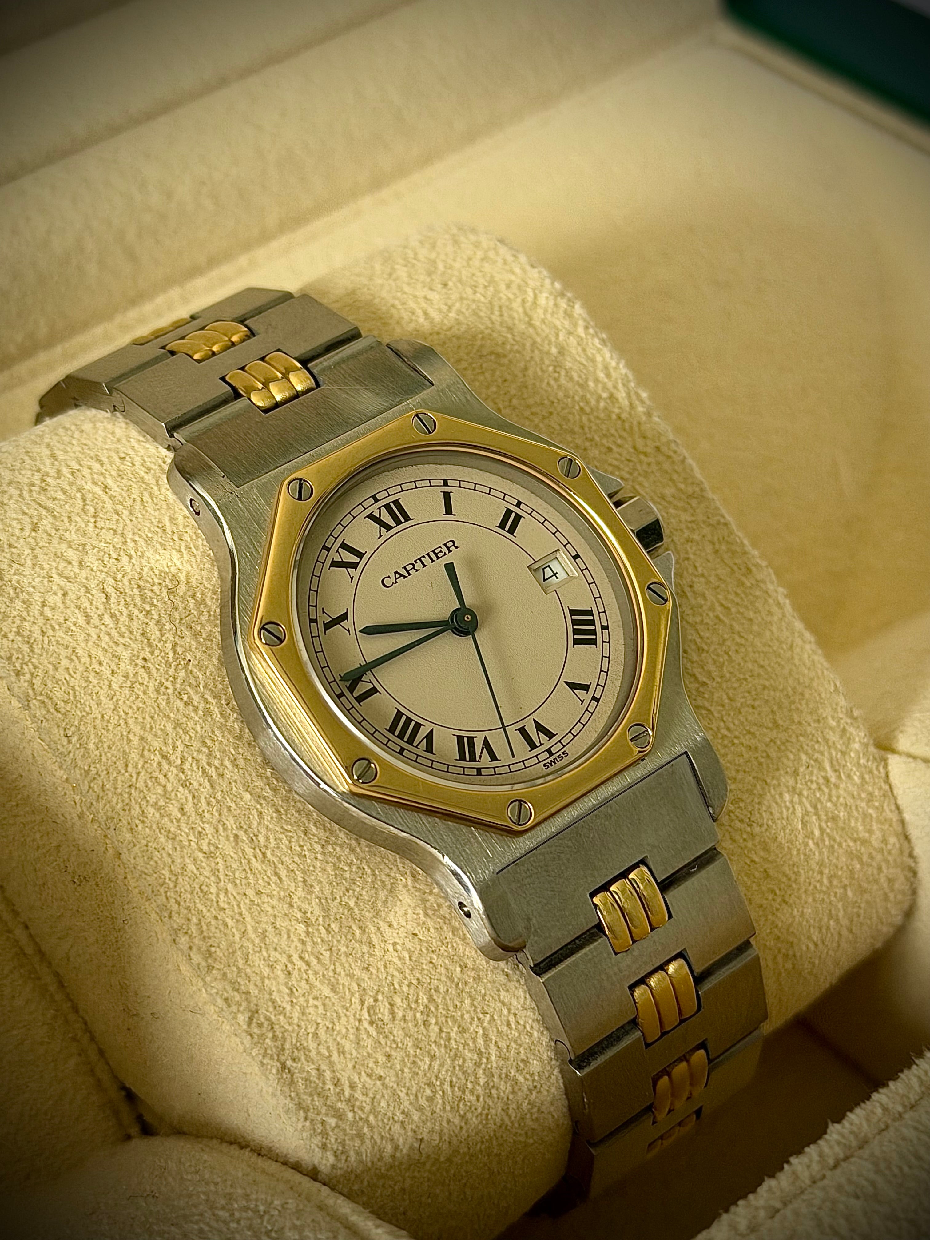 1990s CARTIER SANTOS OCTAGON, 187902, 30MM, WATCH ONLY, INC GST