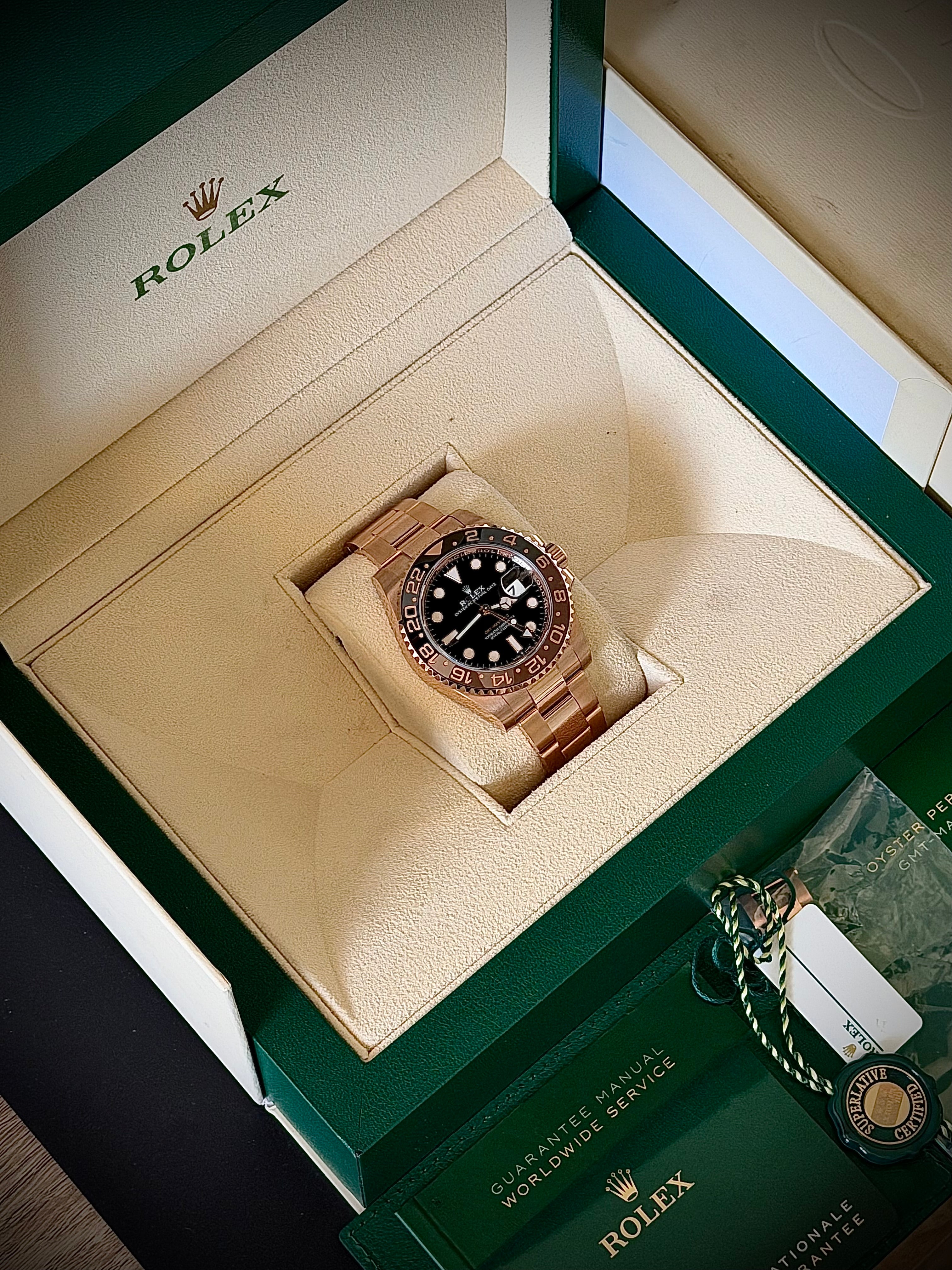 2021 ROLEX GMT MASTER II, ROOTBEER, 126715CHNR, FULL SET, INC GST