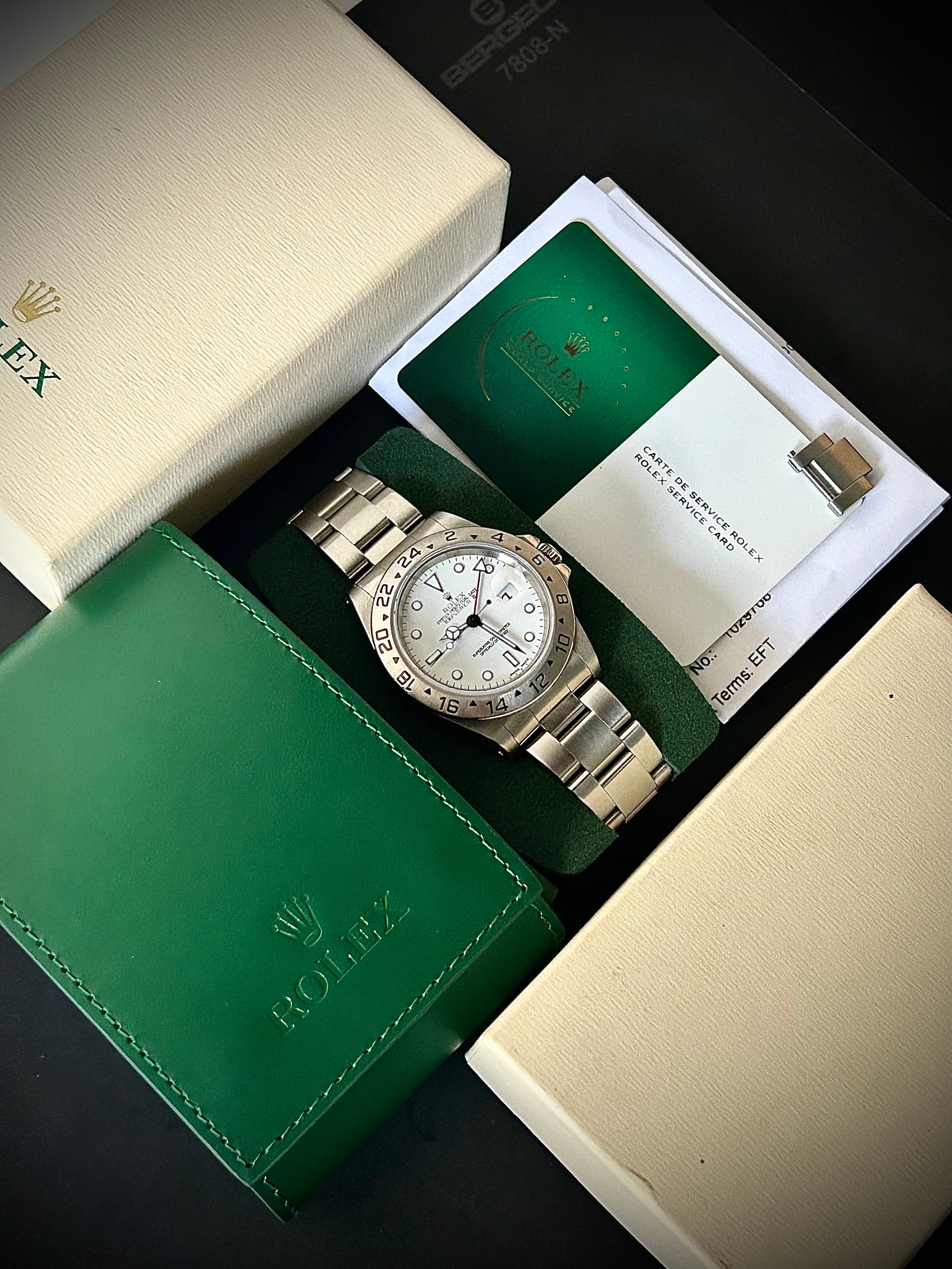 1999 ROLEX EXPLORER II “POLAR” 16570, WATCH AND SERVICE BOX WITH RSC INC GST