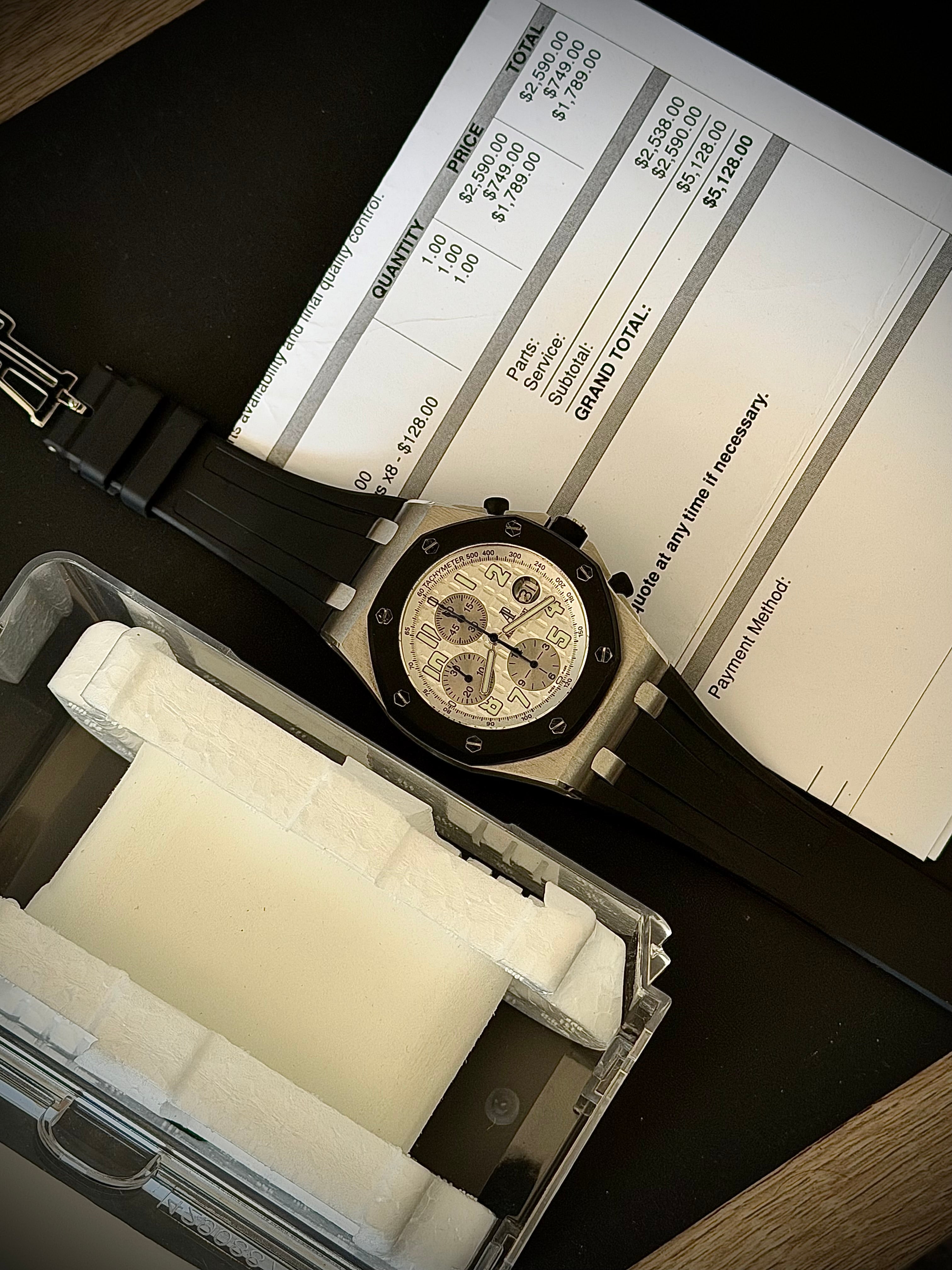 CIRCA 2014 AUDEMARS PIGUET ROYAL OAK OFFSHORE, 25940SK.00.D002CA.01.A, WATCH & AP SERVICE QUOTE, INC GST