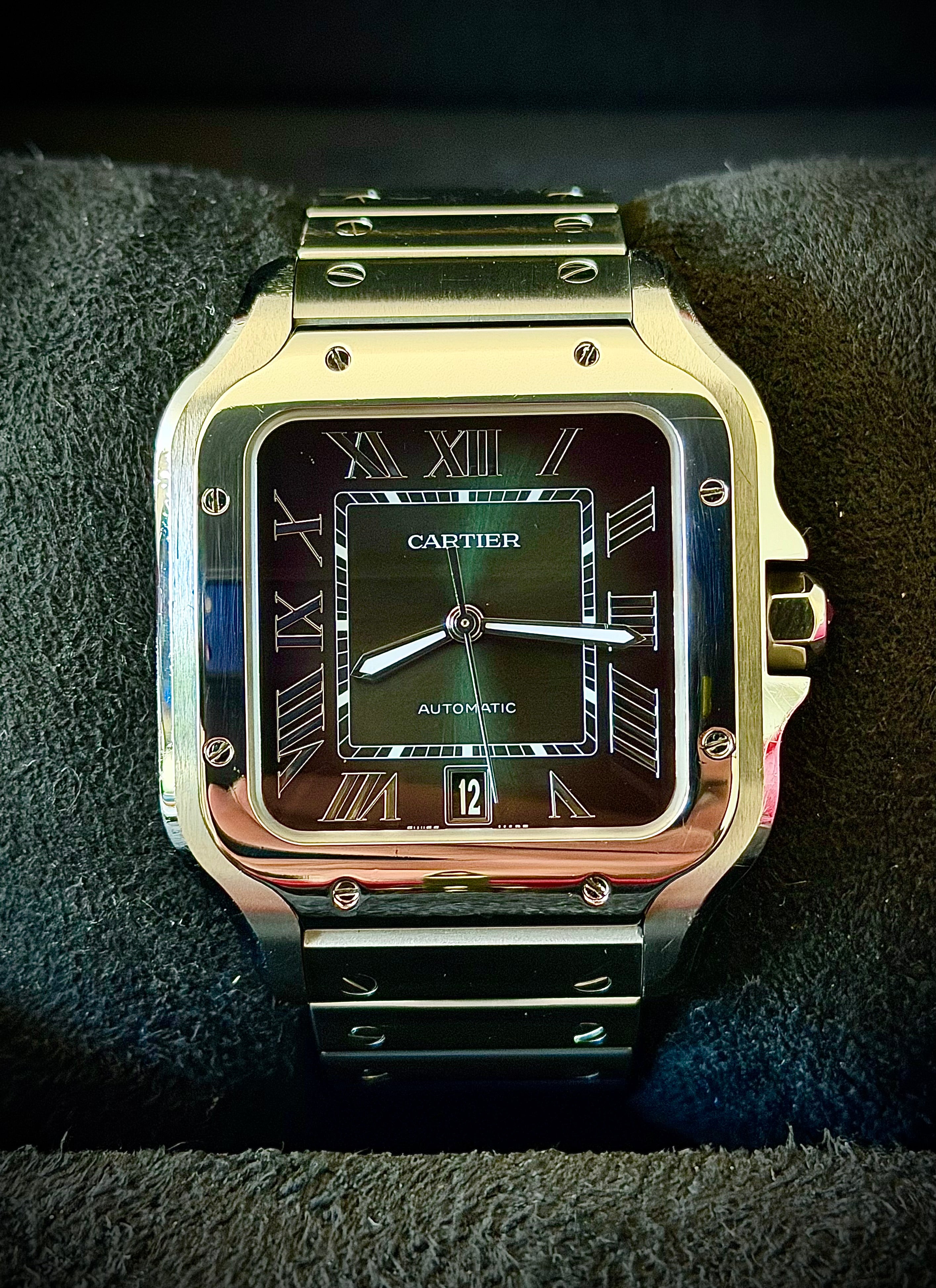 2024 CARTIER SANTOS DE CARTIER LARGE, GREEN DIAL, WSSA0062, FULL SET, INC GST