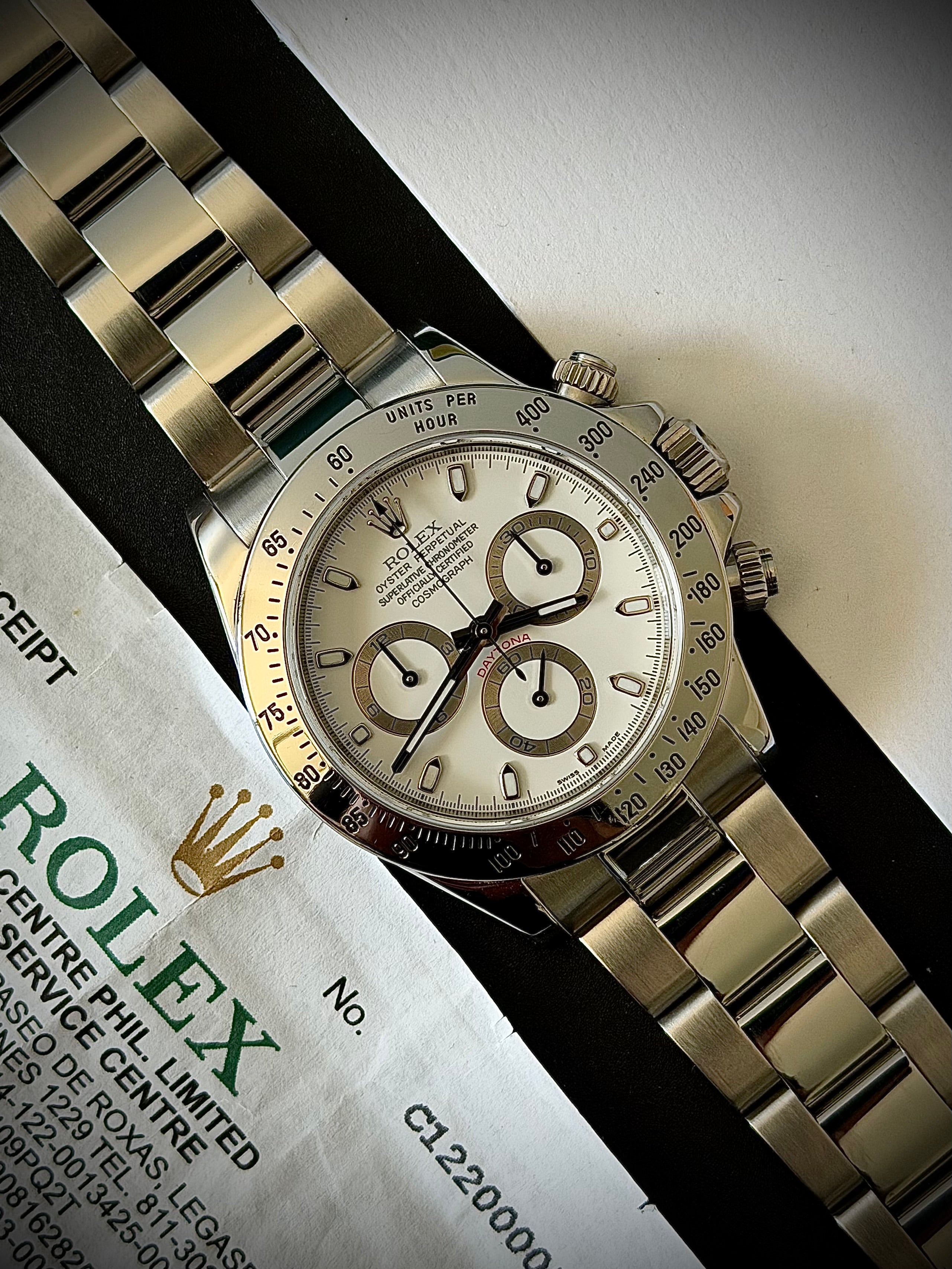 2006 ROLEX DAYTONA, 116520 WHITE DIAL, BOX & SERVICE PAPERS ONLY, INC GST
