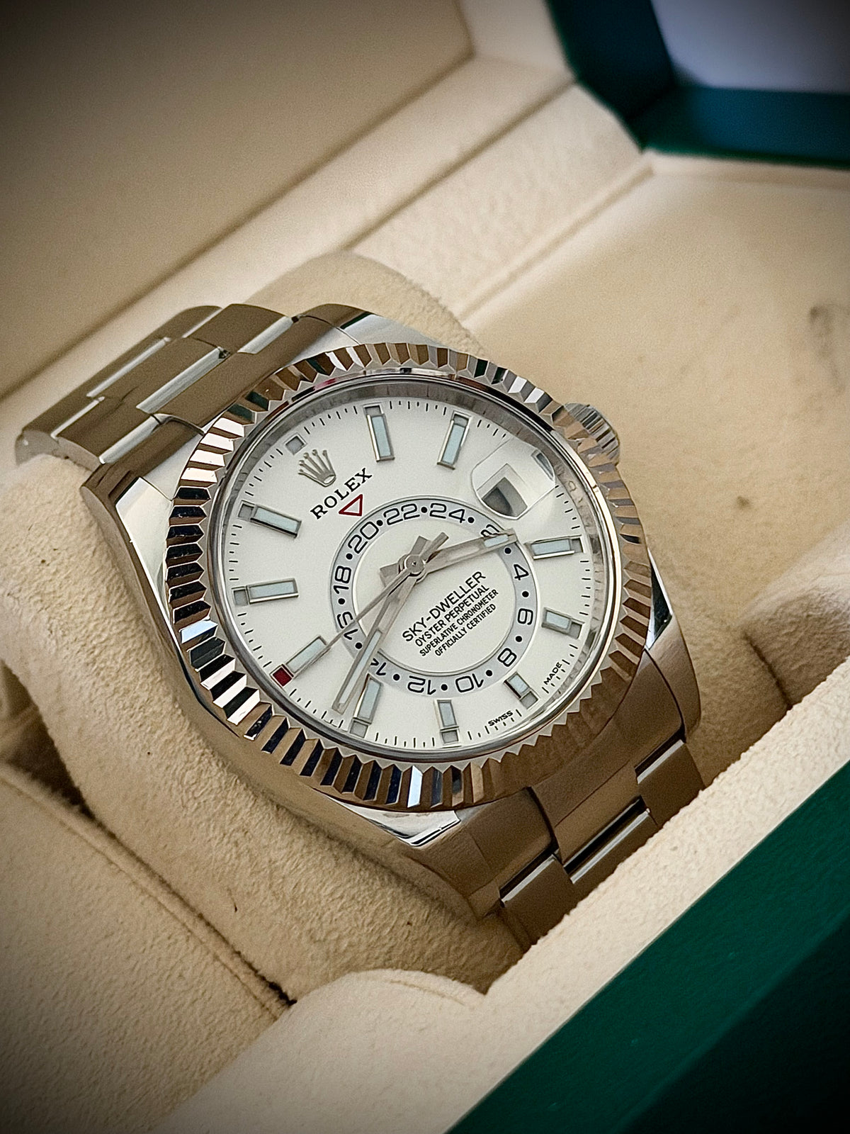 2021 ROLEX SKY-DWELLER, 326934, WHITE DIAL, OYSTER BRACELET, BOX AND PAPERS, INC GST