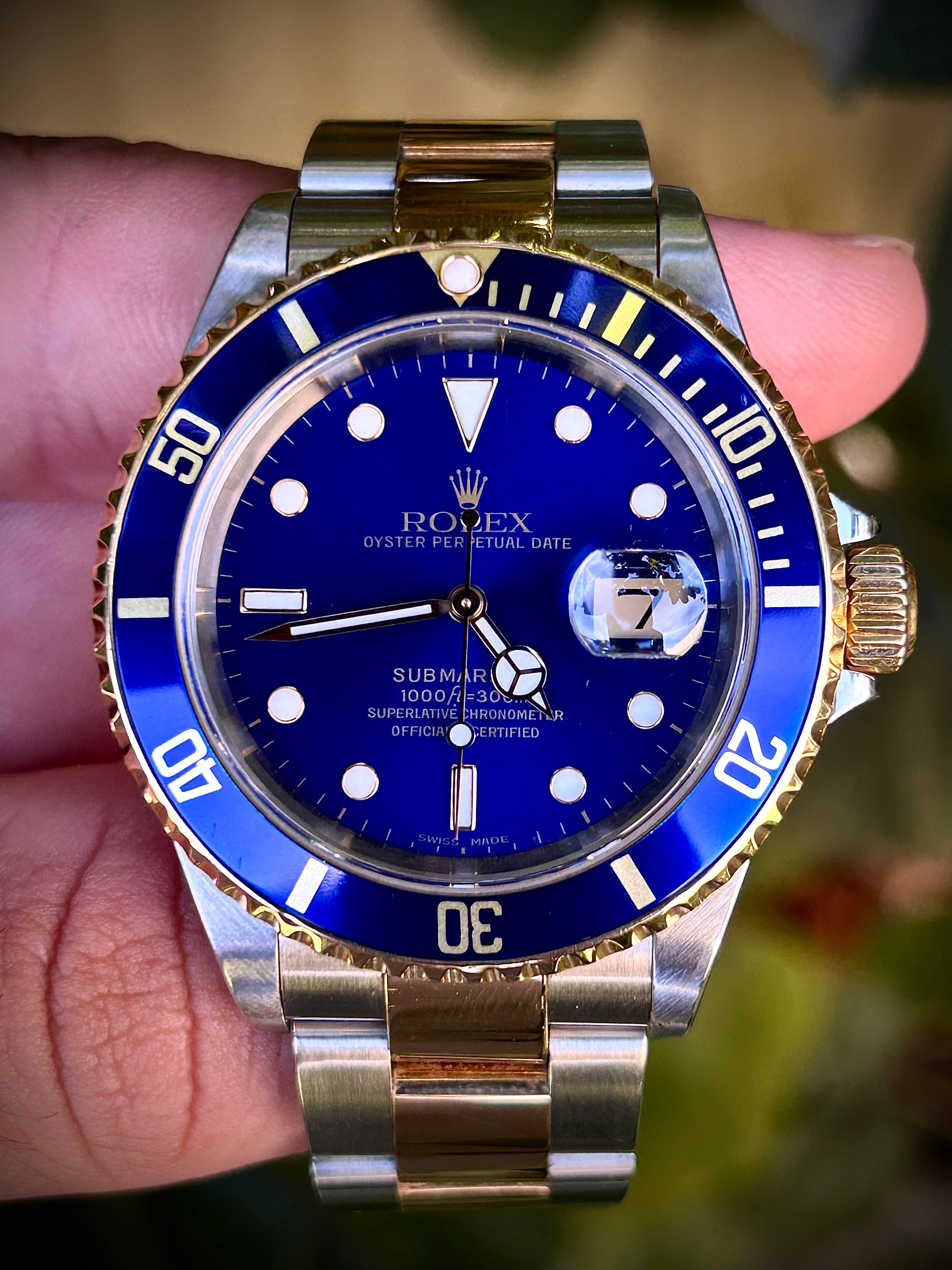 2002 ROLEX SUBMARINER DATE “BLUESY”, 16613, FULL SET, INC GST