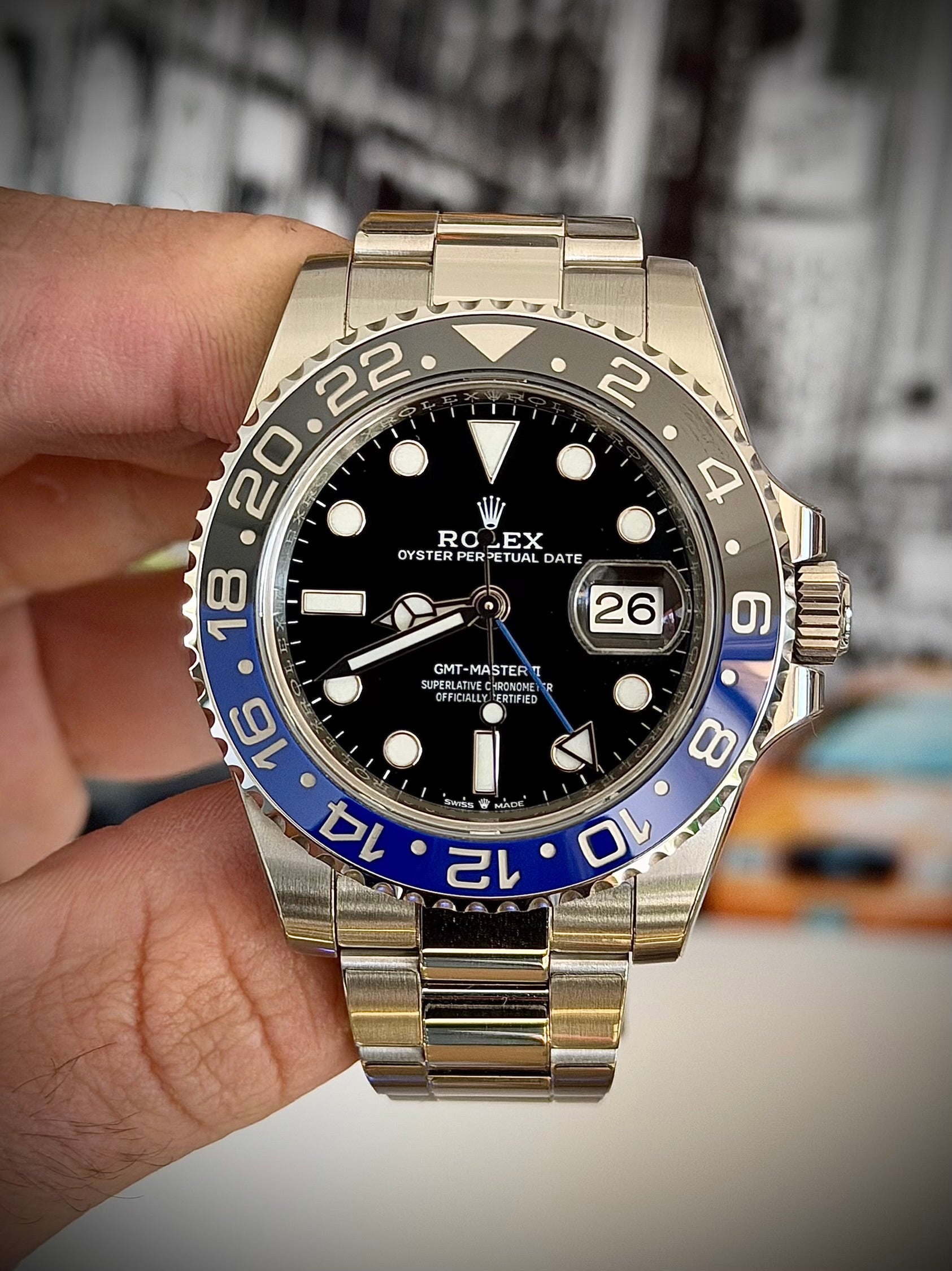 2022 ROLEX GMT MASTER II, BATMAN, 126710BLNR, FULL SET, INC GST