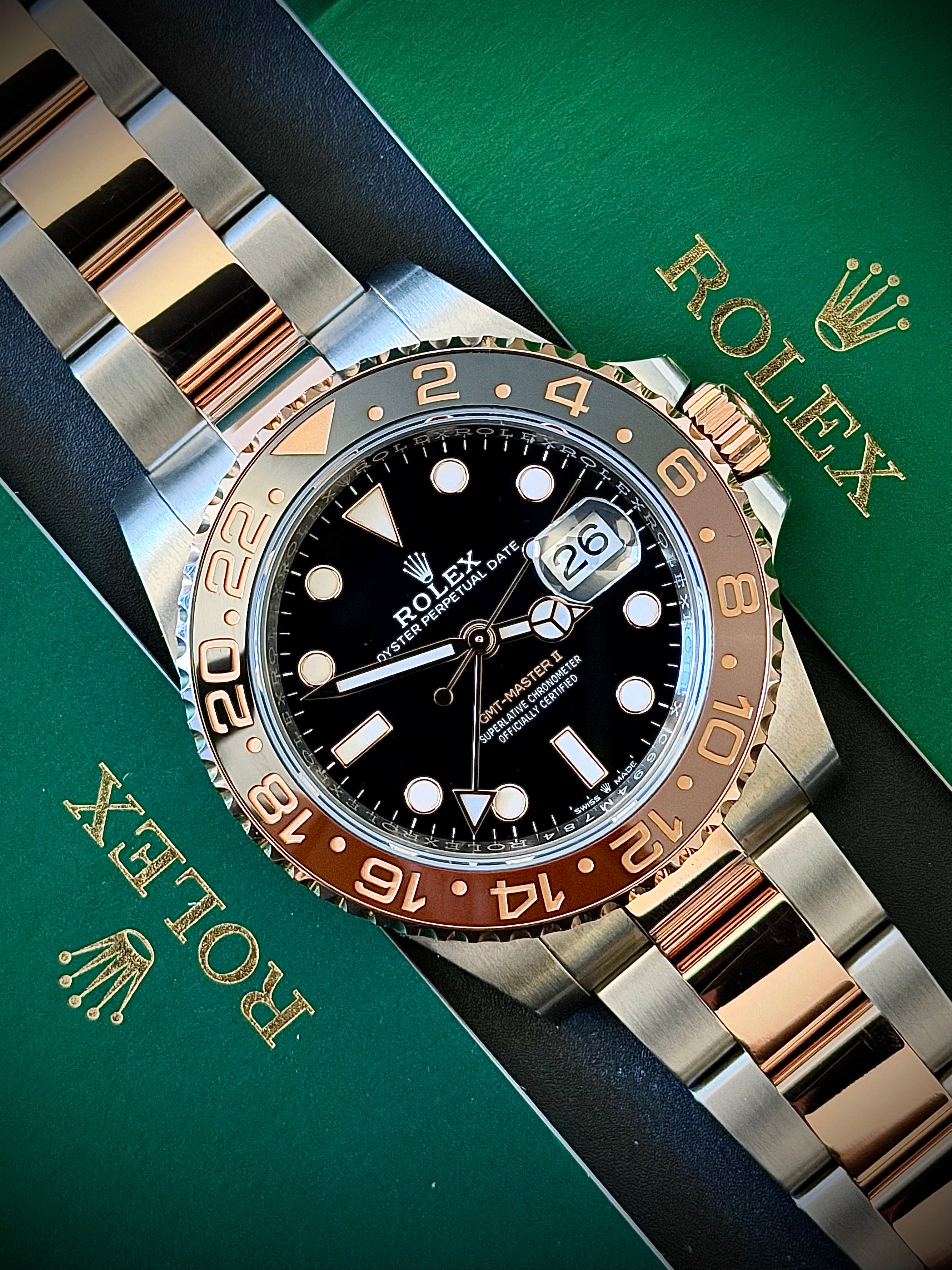 2018 ROLEX GMT MASTER II, ROOTBEER, 126711CHNR, FULL SET, INC GST