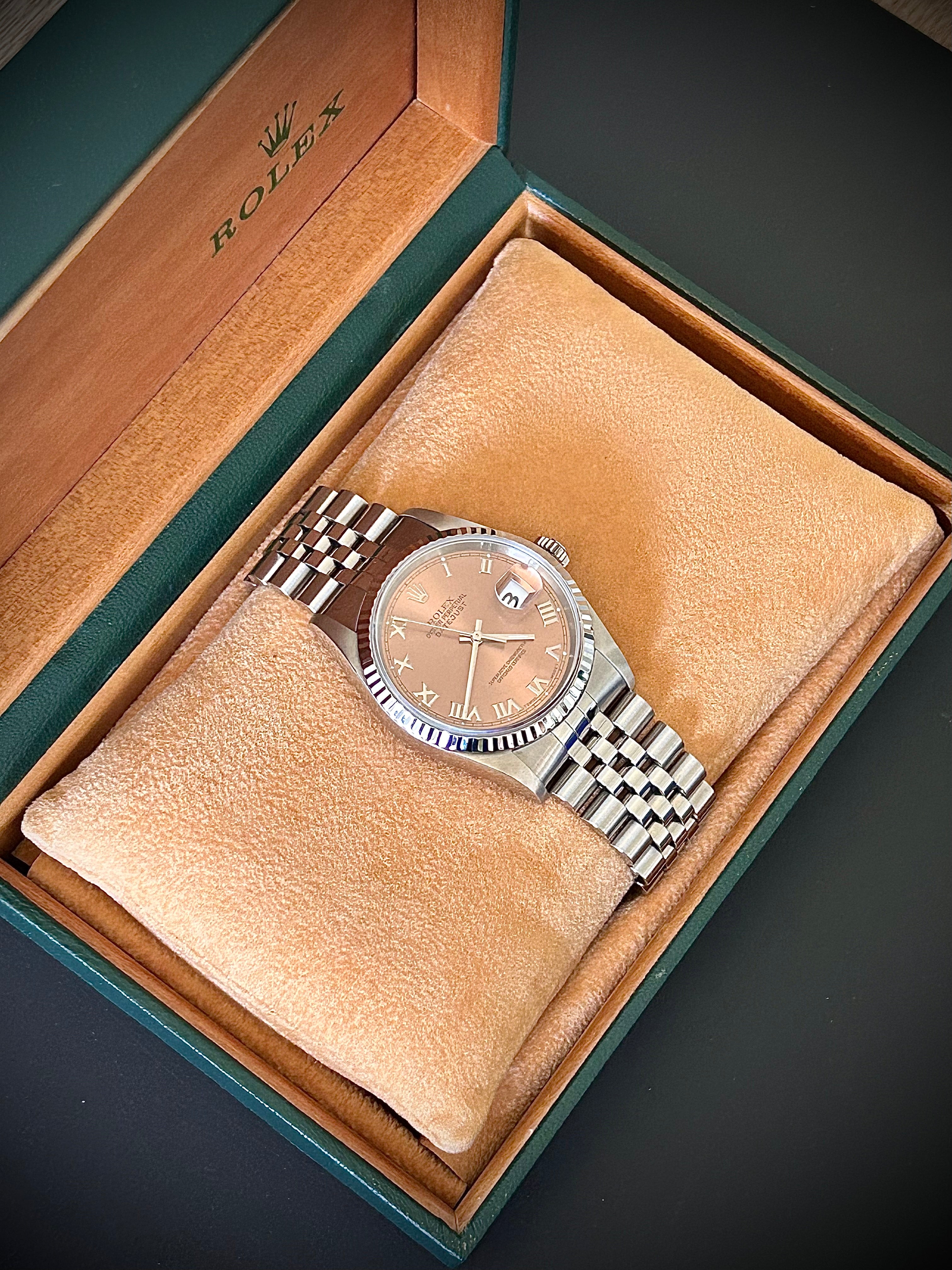 1995 ROLEX DATEJUST 36, 16234, SALMON DIAL, WATCH AND BOX, INC GST