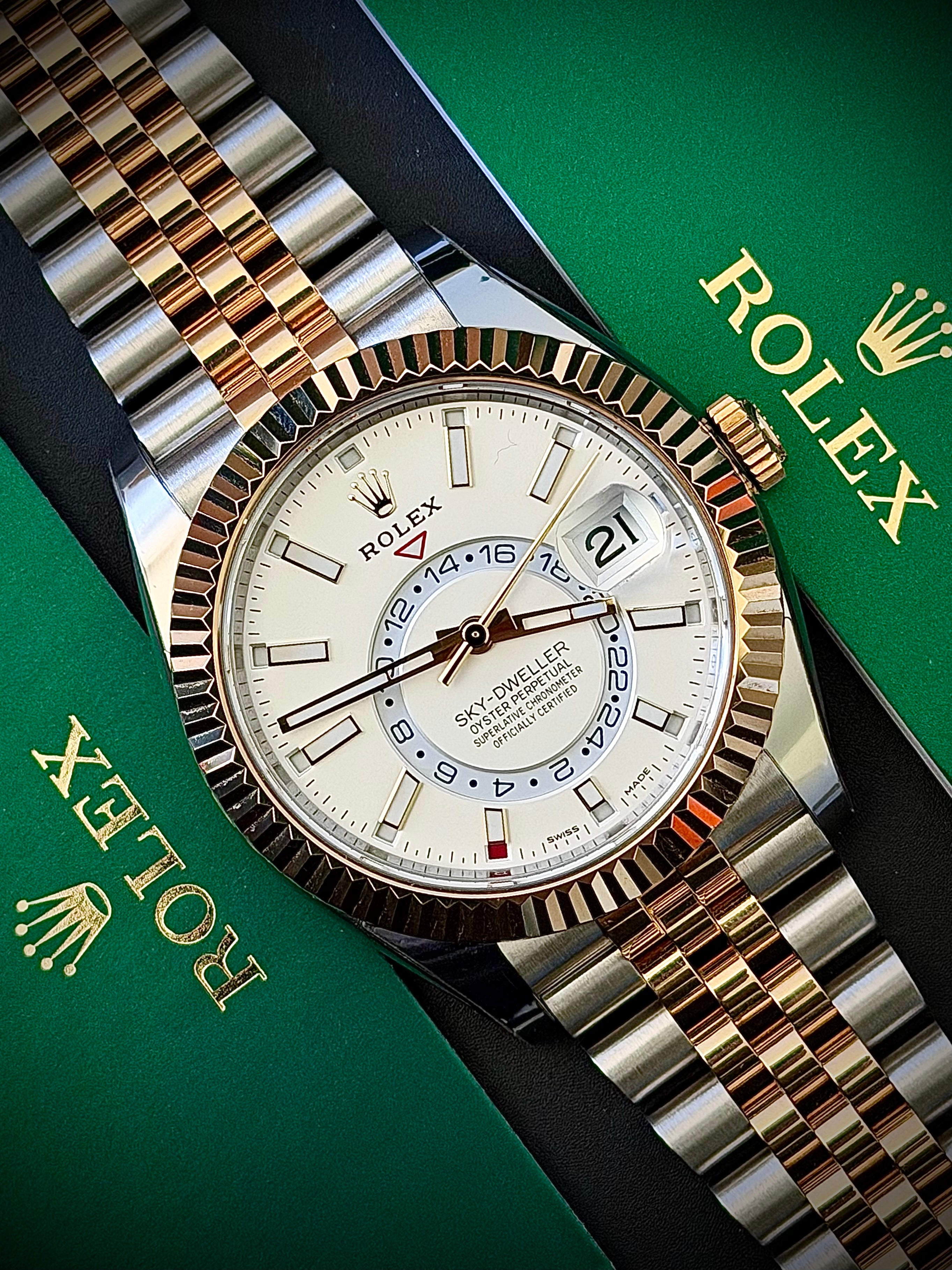2022 ROLEX SKY-DWELLER, 326933, WHITE DIAL, JUBILEE BRACELET, STICKERED, FULL SET, INC GST