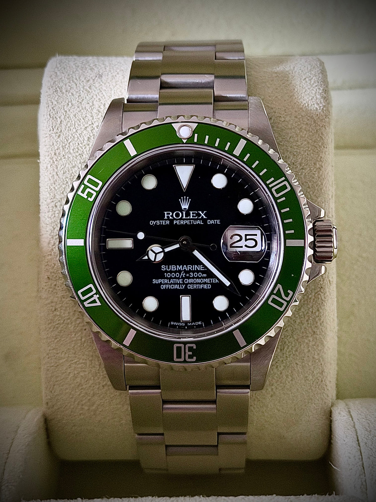 2006 ROLEX SUBMARINER DATE “KERMIT”, 16610LV, FULL SET, EXCELLENT CONDITION, INC GST