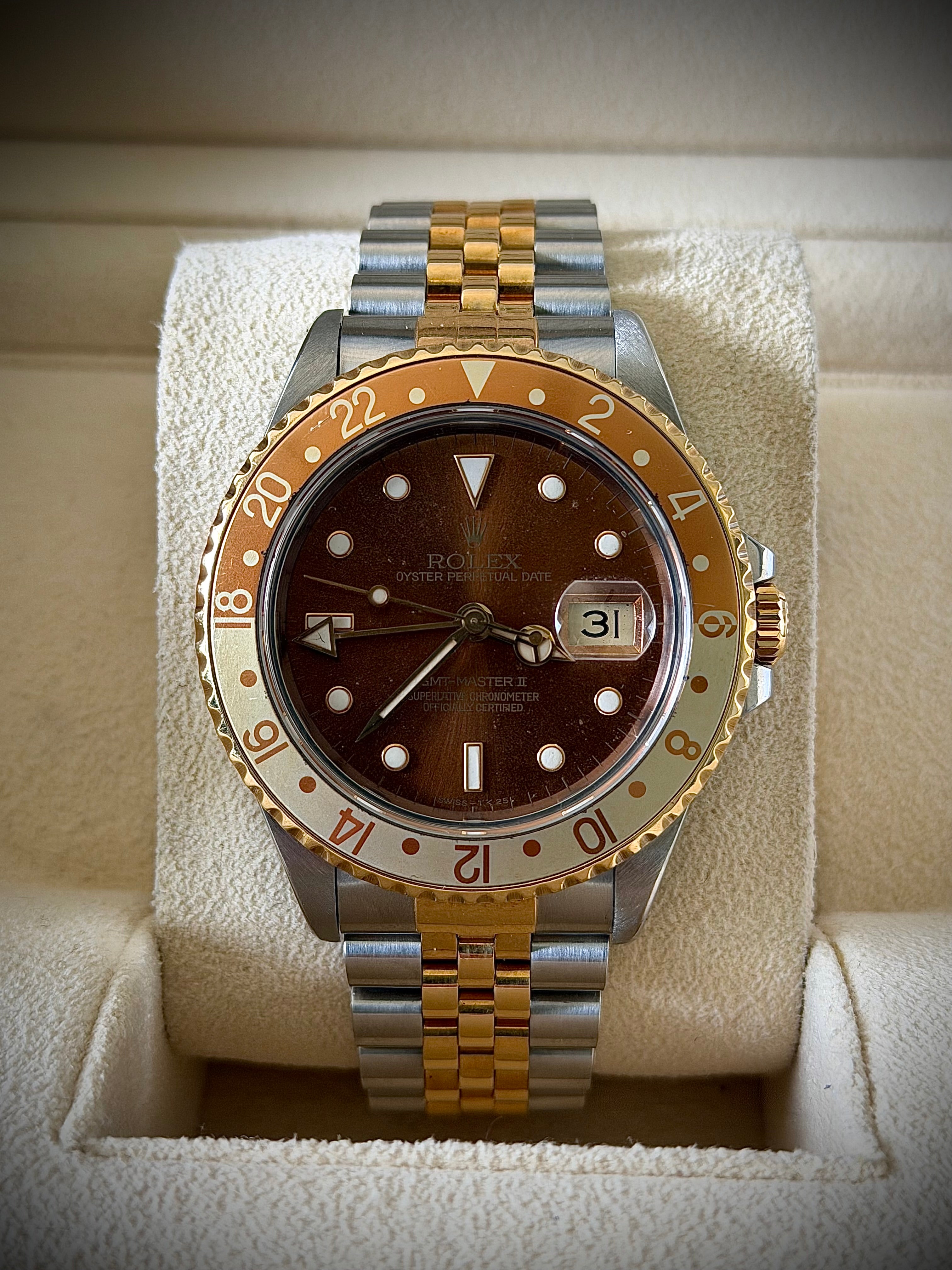 1989 ROLEX GMT-MASTER II, ROOT BEER, 16713, WATCH ONLY, INC GST