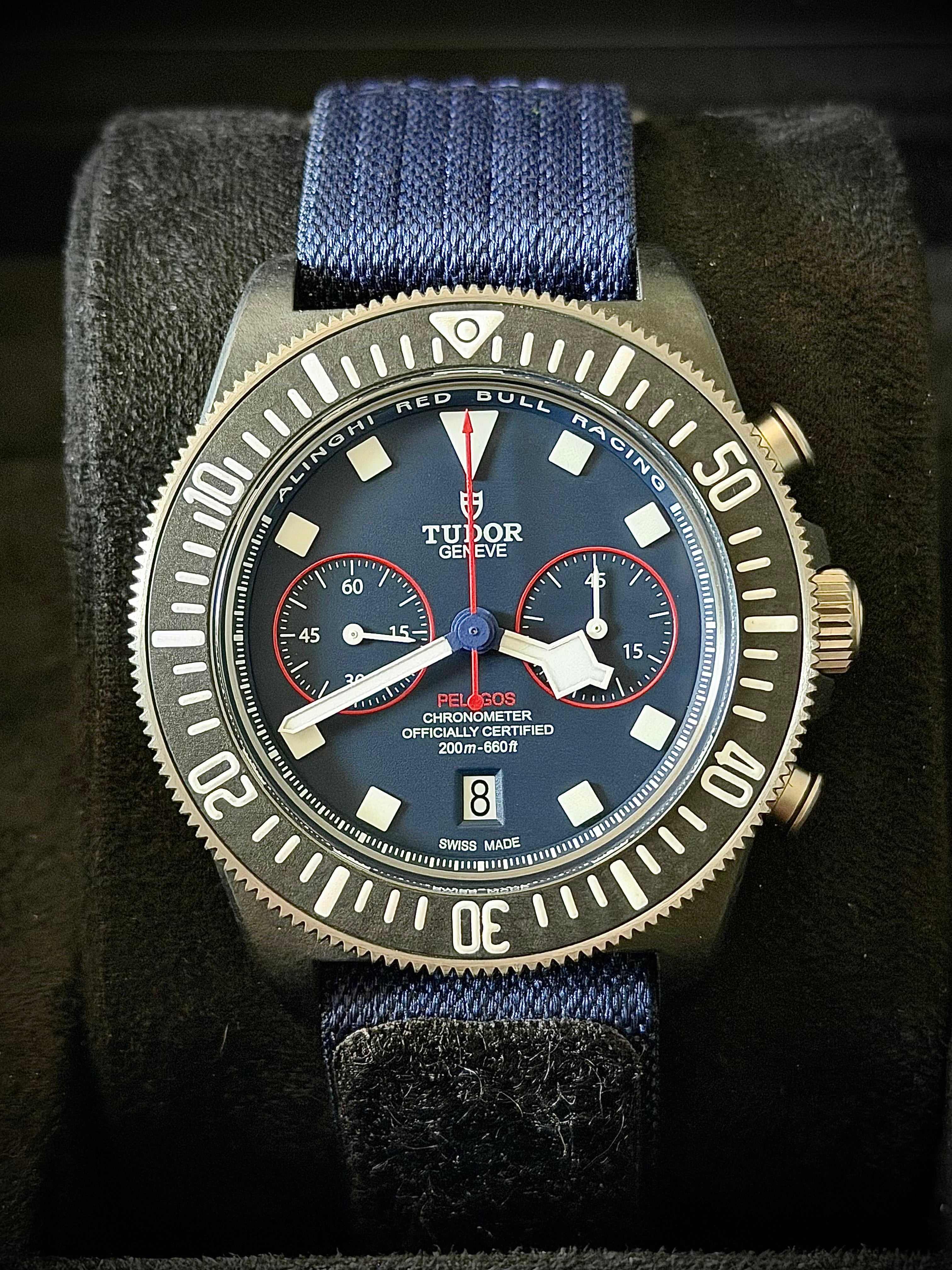 2025 TUDOR PELAGOS FXD CHRONO RED BULL RACING, FULL SET, INC GST