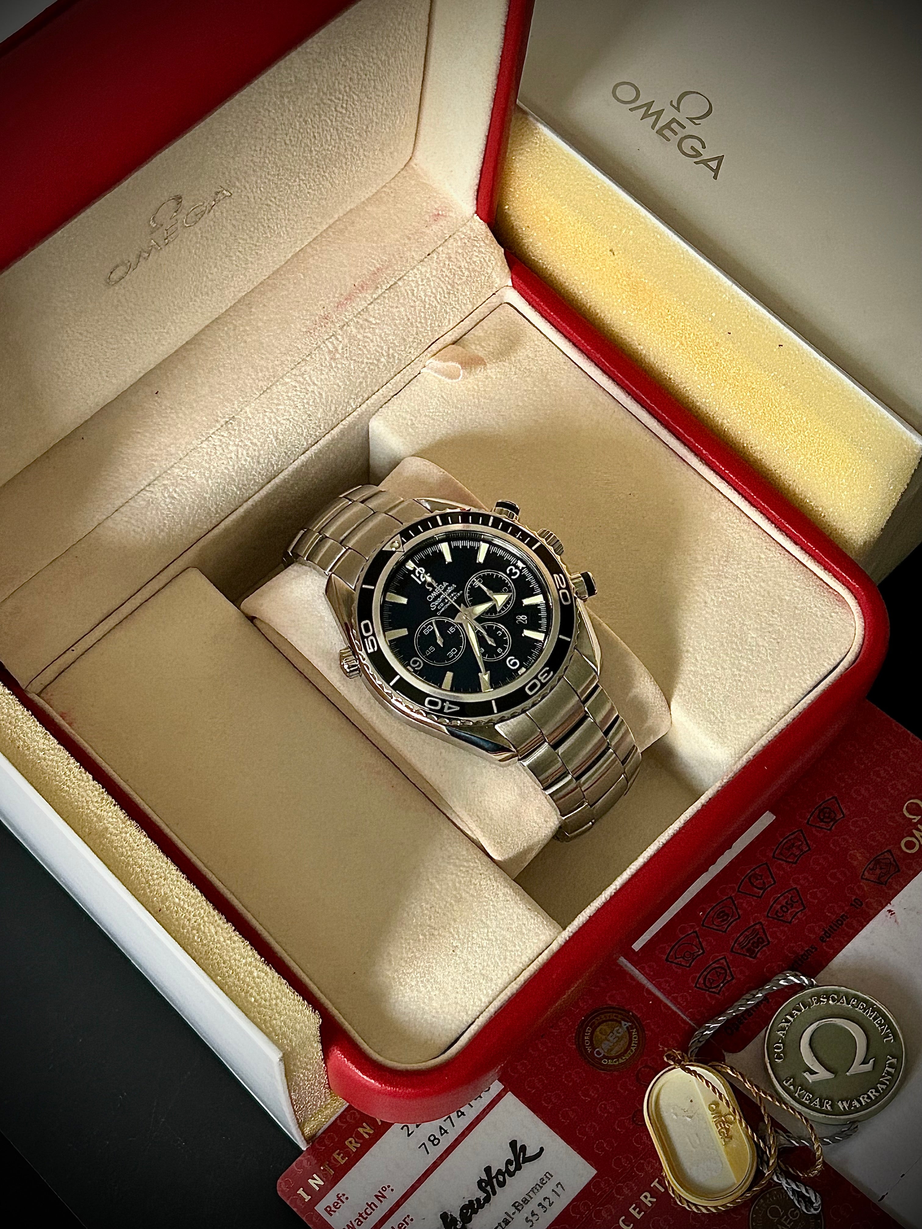 2010 OMEGA SEAMASTER PLANET OCEAN CHRONOGRAPH, 45.5MM, FULL SET, INC GST