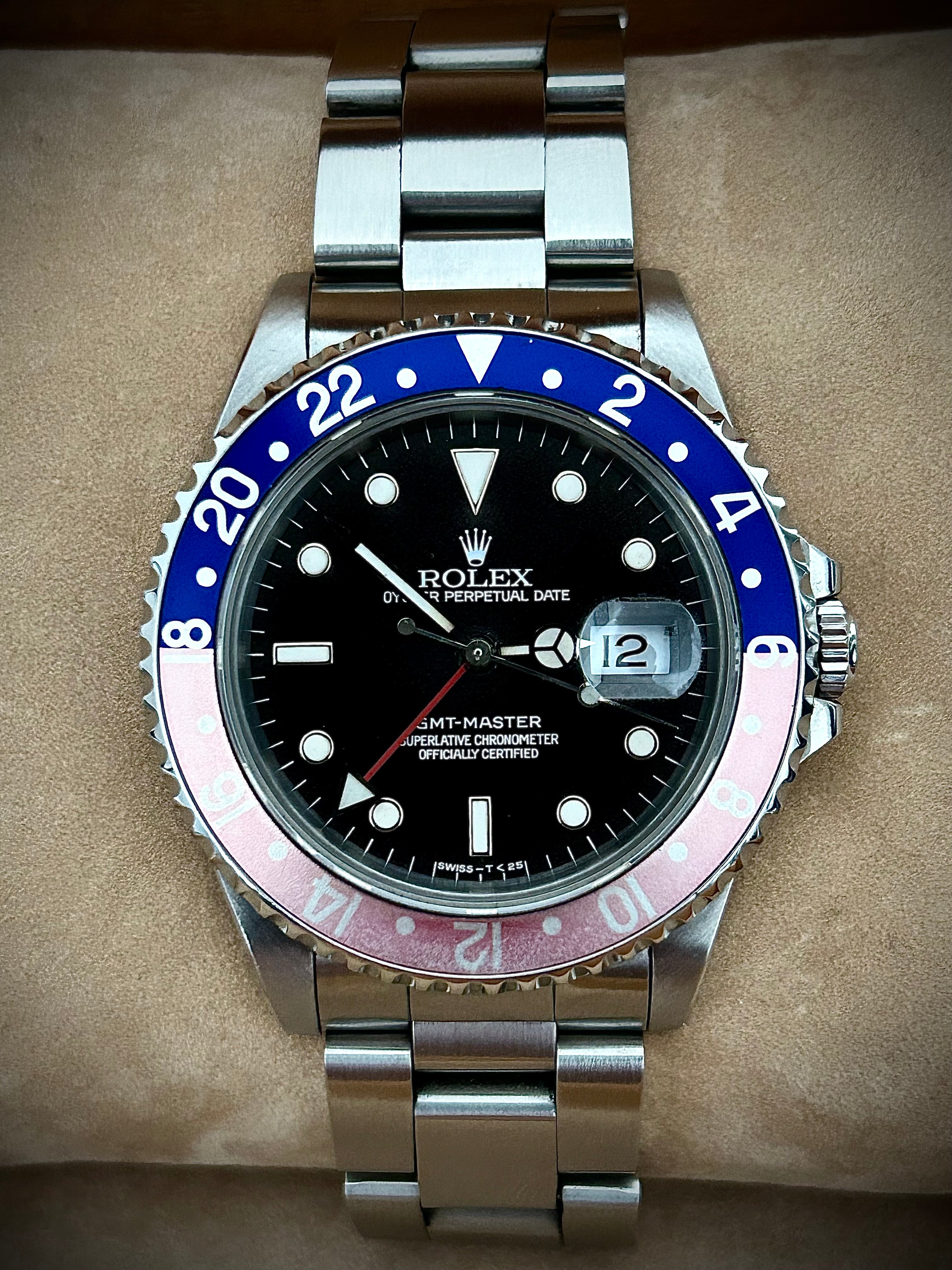 1991 ROLEX GMT MASTER, FADED PEPSI, 16700, WATCH AND BOX INC GST