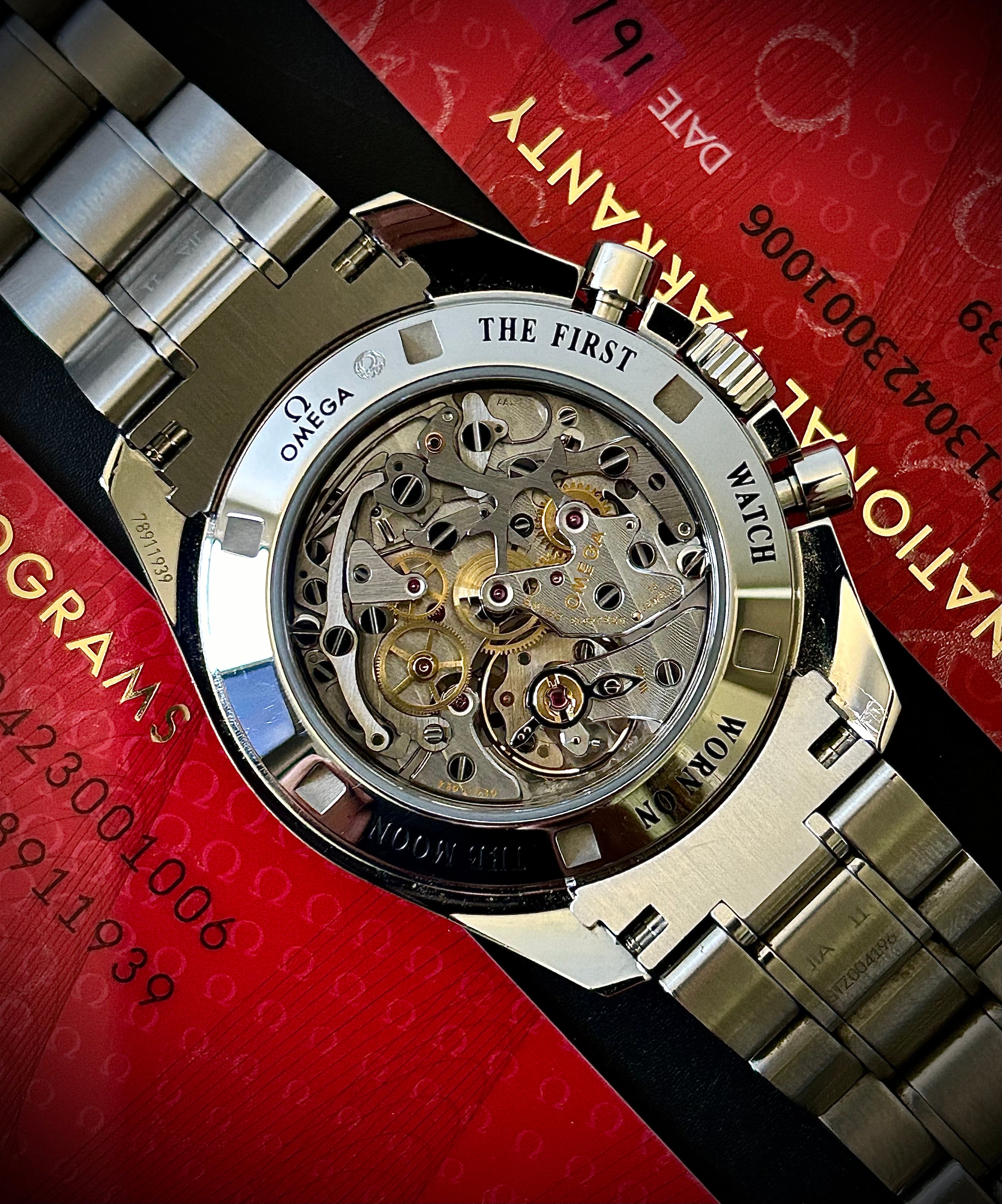 2020 OMEGA SPEEDMASTER MOONWATCH SAPPHIRE SANDWICH, FULLY SERVICED, BIG BOX, FULL SET, INC GST