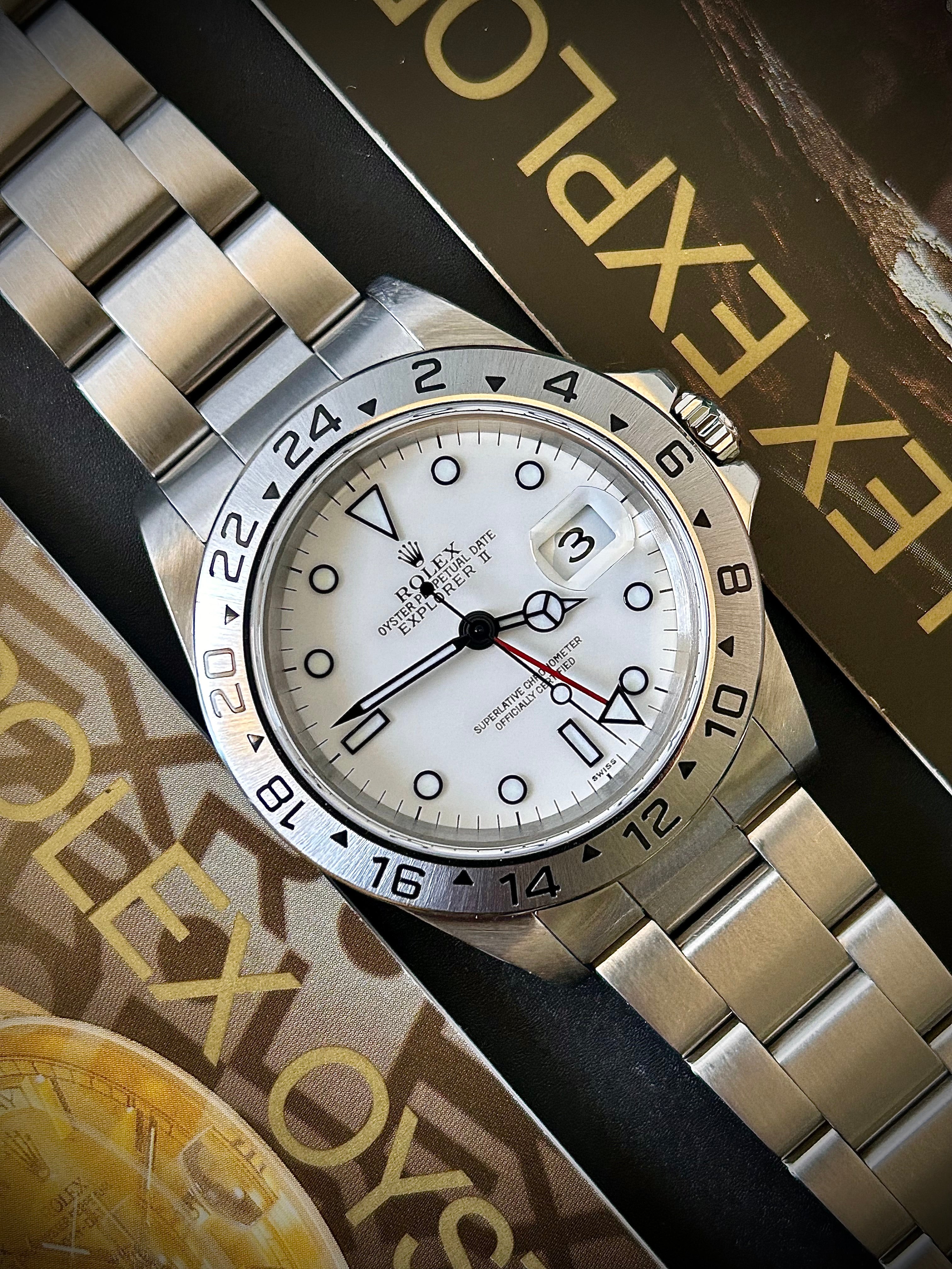 1999 ROLEX EXPLORER II “POLAR”, “SWISS ONLY”, 16570, FULL SET, INC GST