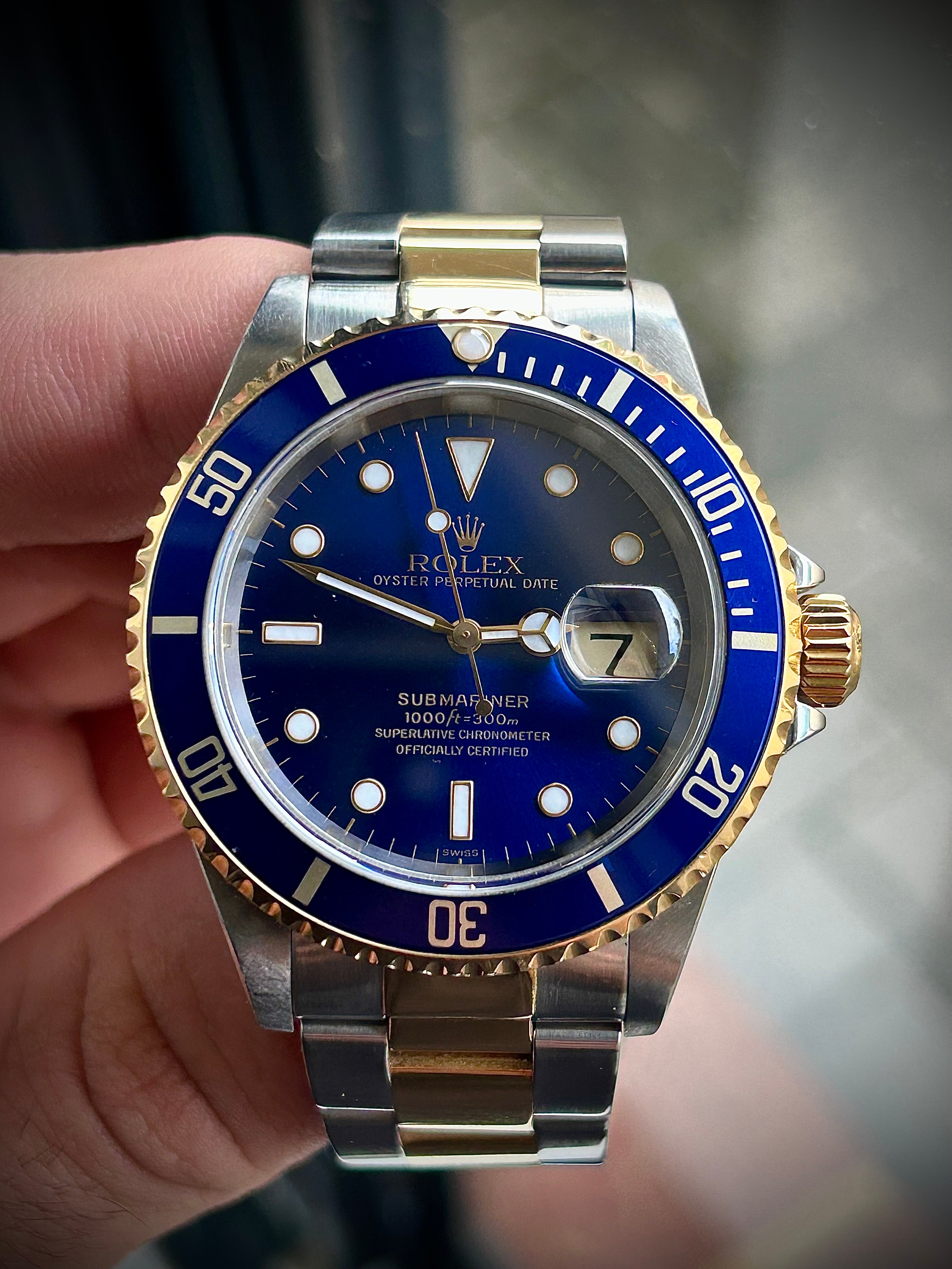 1999 ROLEX SUBMARINER DATE “BLUESY”, SWISS ONLY, FULL SET, INC GST