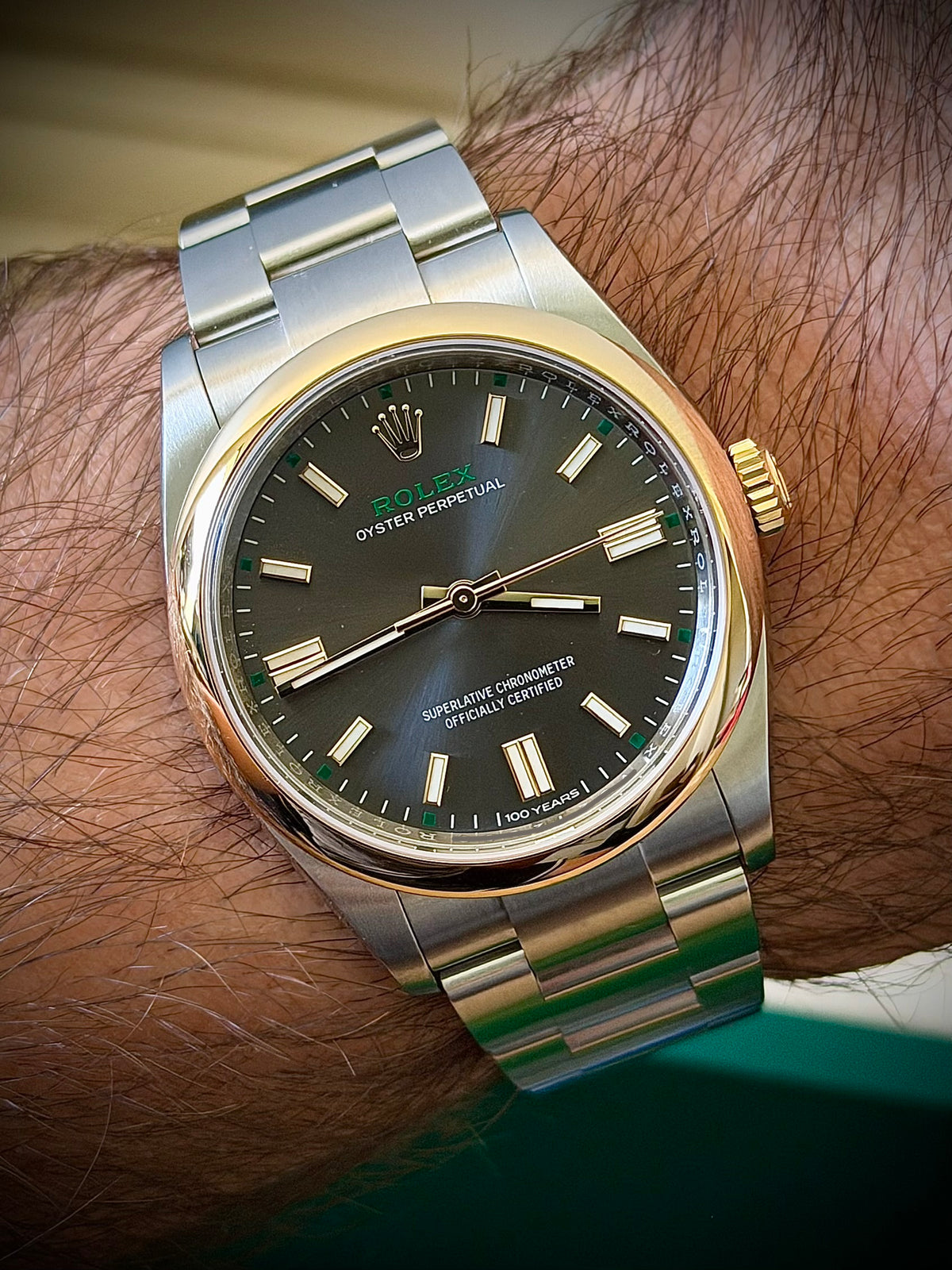 2026 ROLEX OYSTER PERPETUAL 36 “100 YEARS”, 126003, SLATE DIAL, YELLOW ROLESOR, AS NEW, FULL SET, INC GST