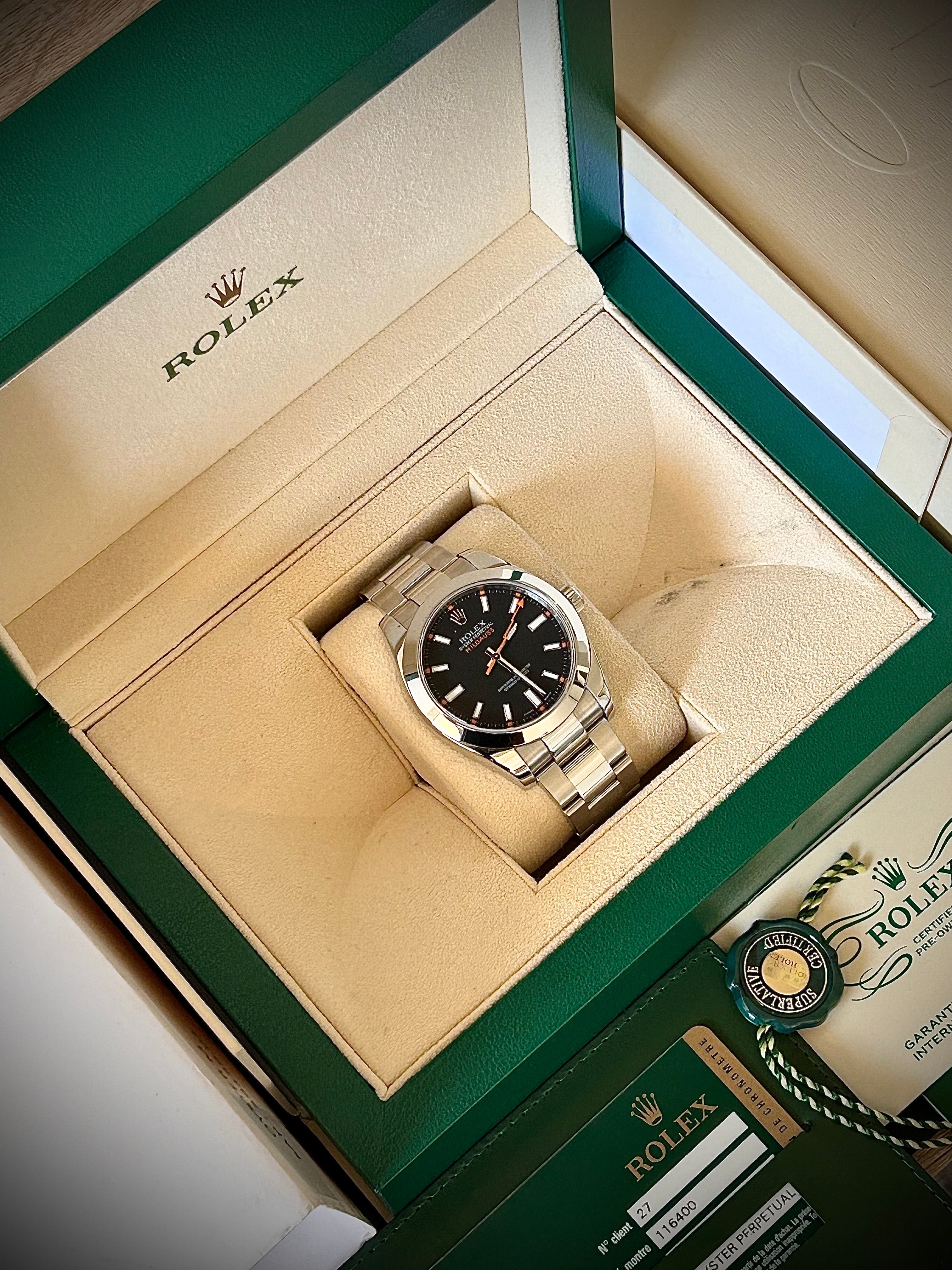 2008 ROLEX MILGAUSS, 116400, FULL SET, CERTIFIED PRE OWNED, INC GST