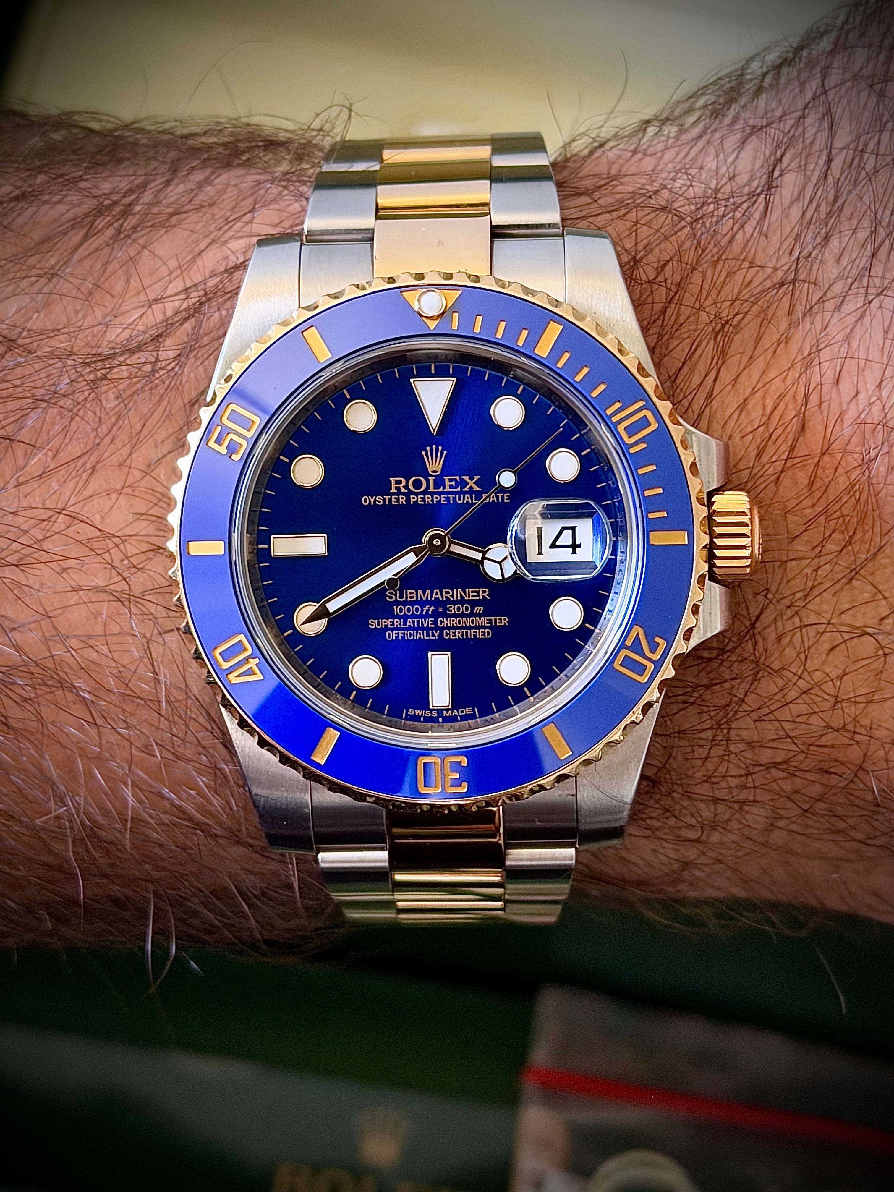 2013 ROLEX SUBMARINER DATE “BLUESY”, 116613LB, BOX & PAPERS, INC GST