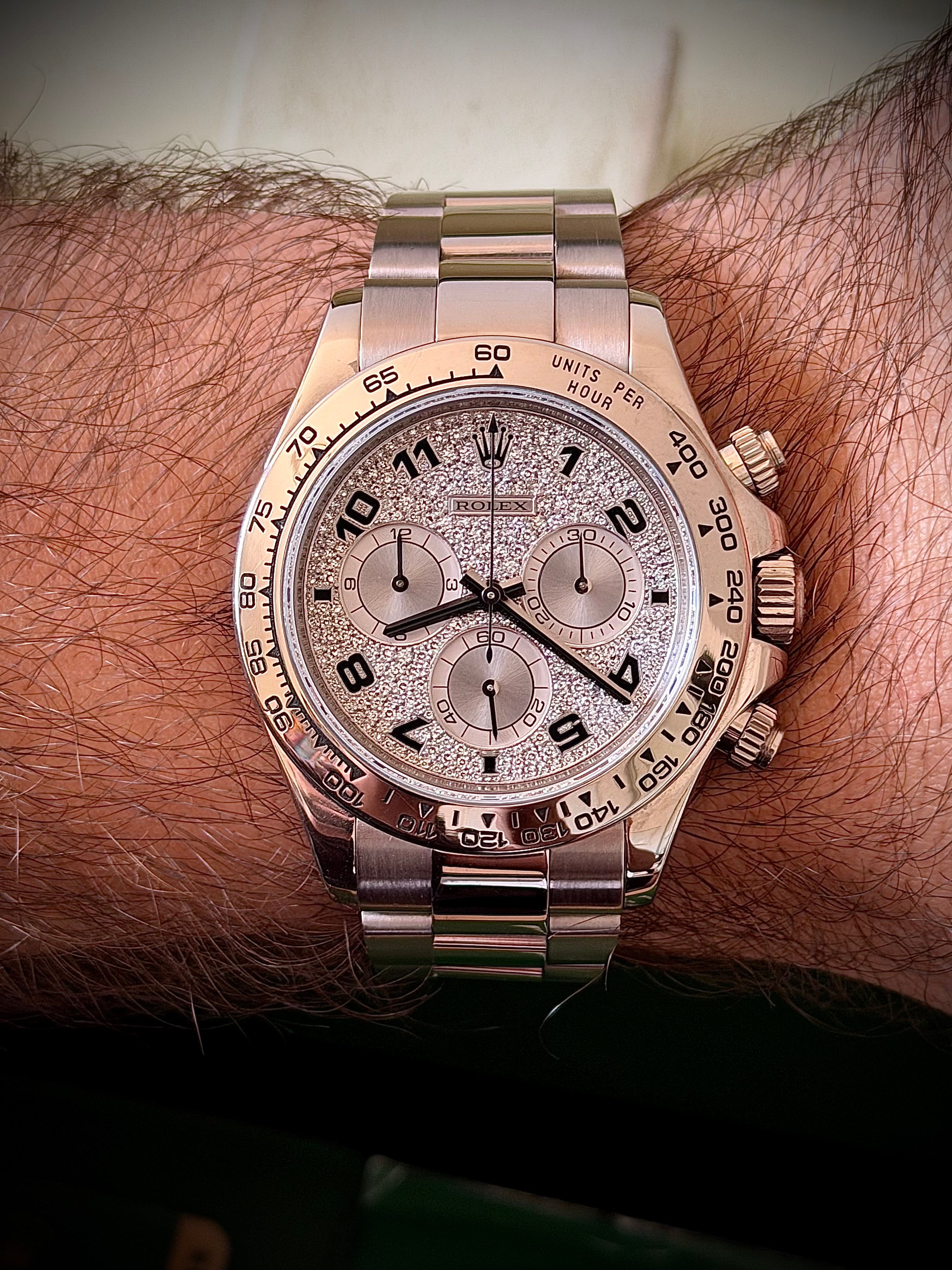 2008 ROLEX DAYTONA 18CT WHITE GOLD, 116509, FACTORY DIAMOND PAVÉ DIAL, FULL SET, INC GST