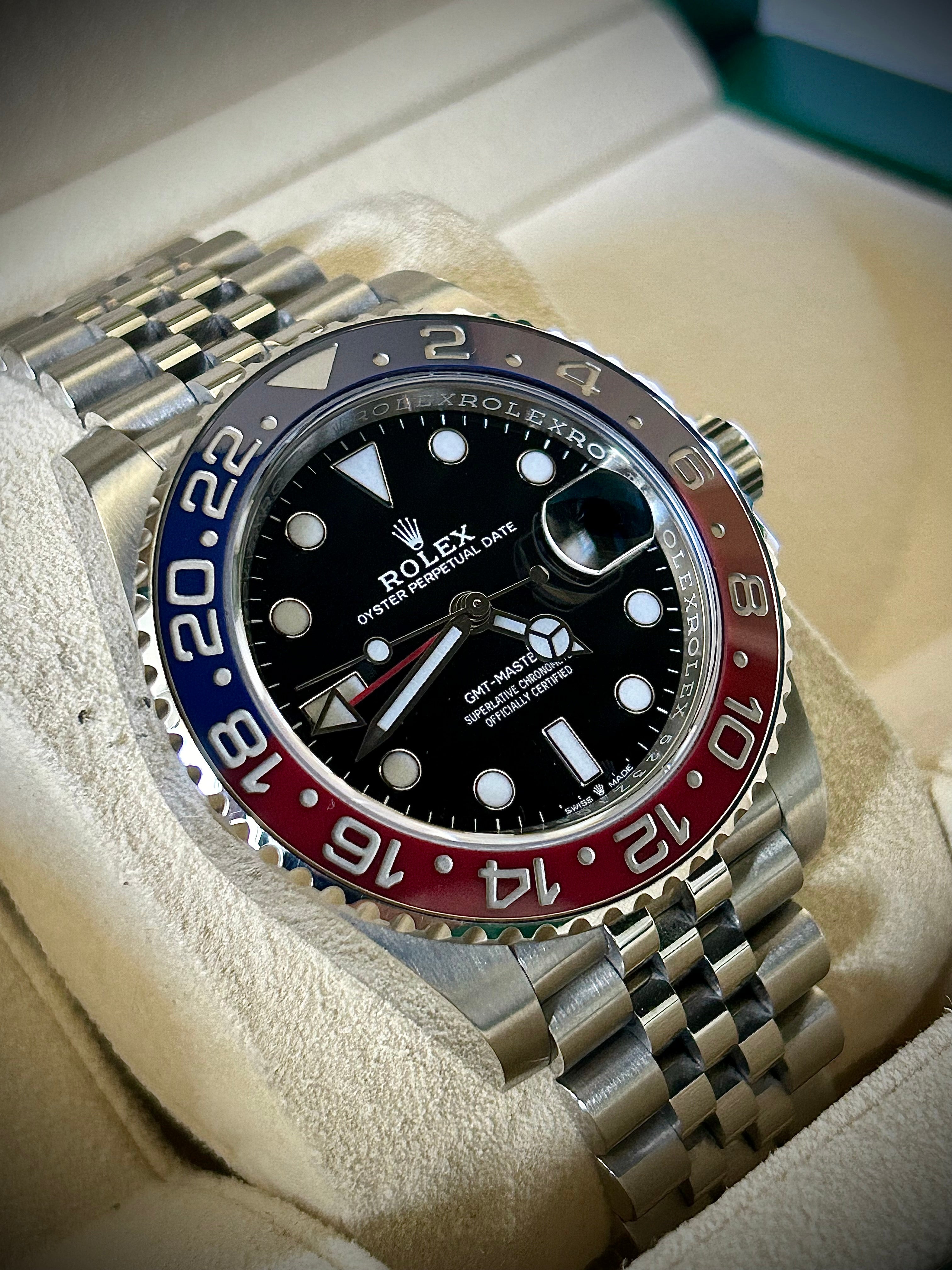 2020 ROLEX GMT MASTER II, PEPSI, 126710BLRO, FULL SET, INC GST