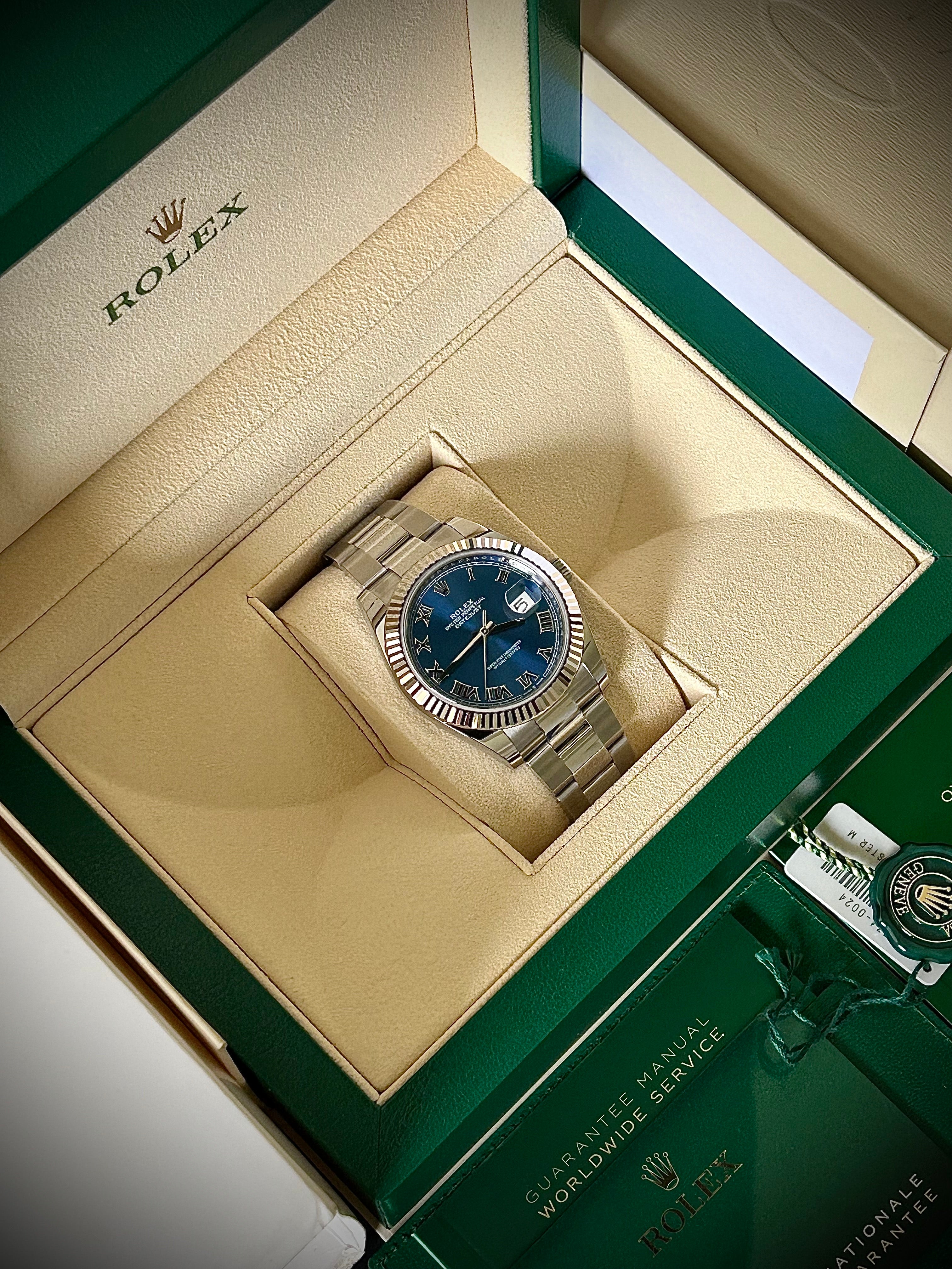 2022 ROLEX DATEJUST 41, AZZURO DIAL, 126334, FULL SET, INC GST