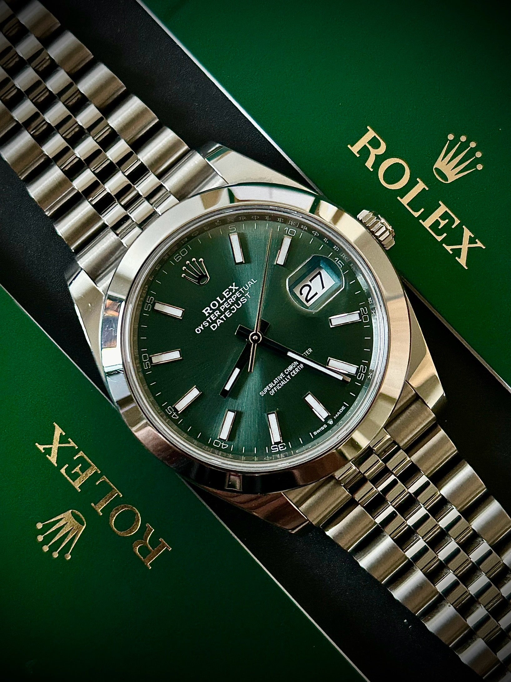 2023 ROLEX DATEJUST 41, MINT GREEN DIAL, 126300, SMOOTH JUBILEE, FULL SET, INC GST