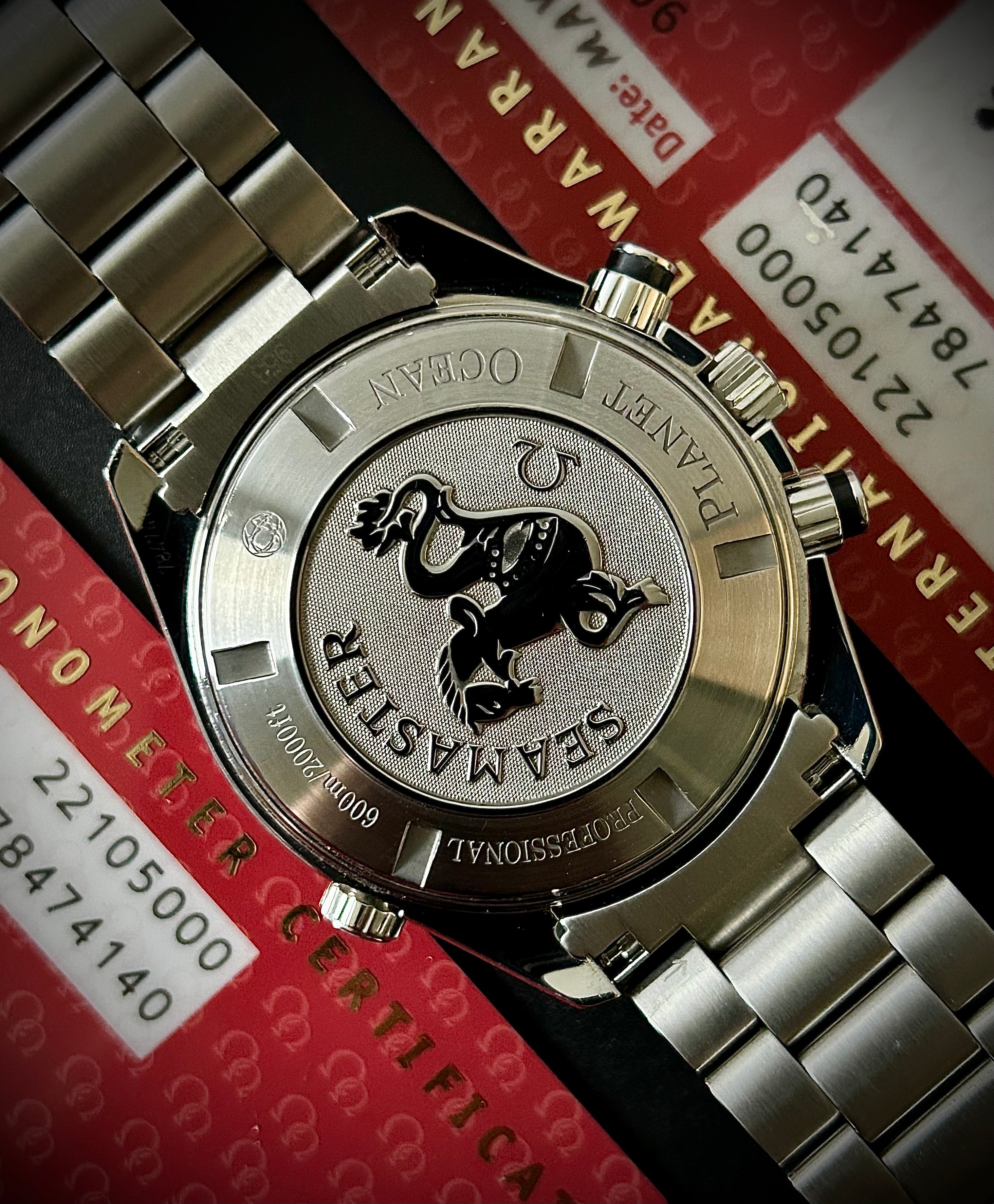 2010 OMEGA SEAMASTER PLANET OCEAN CHRONOGRAPH, 45.5MM, FULL SET, INC GST