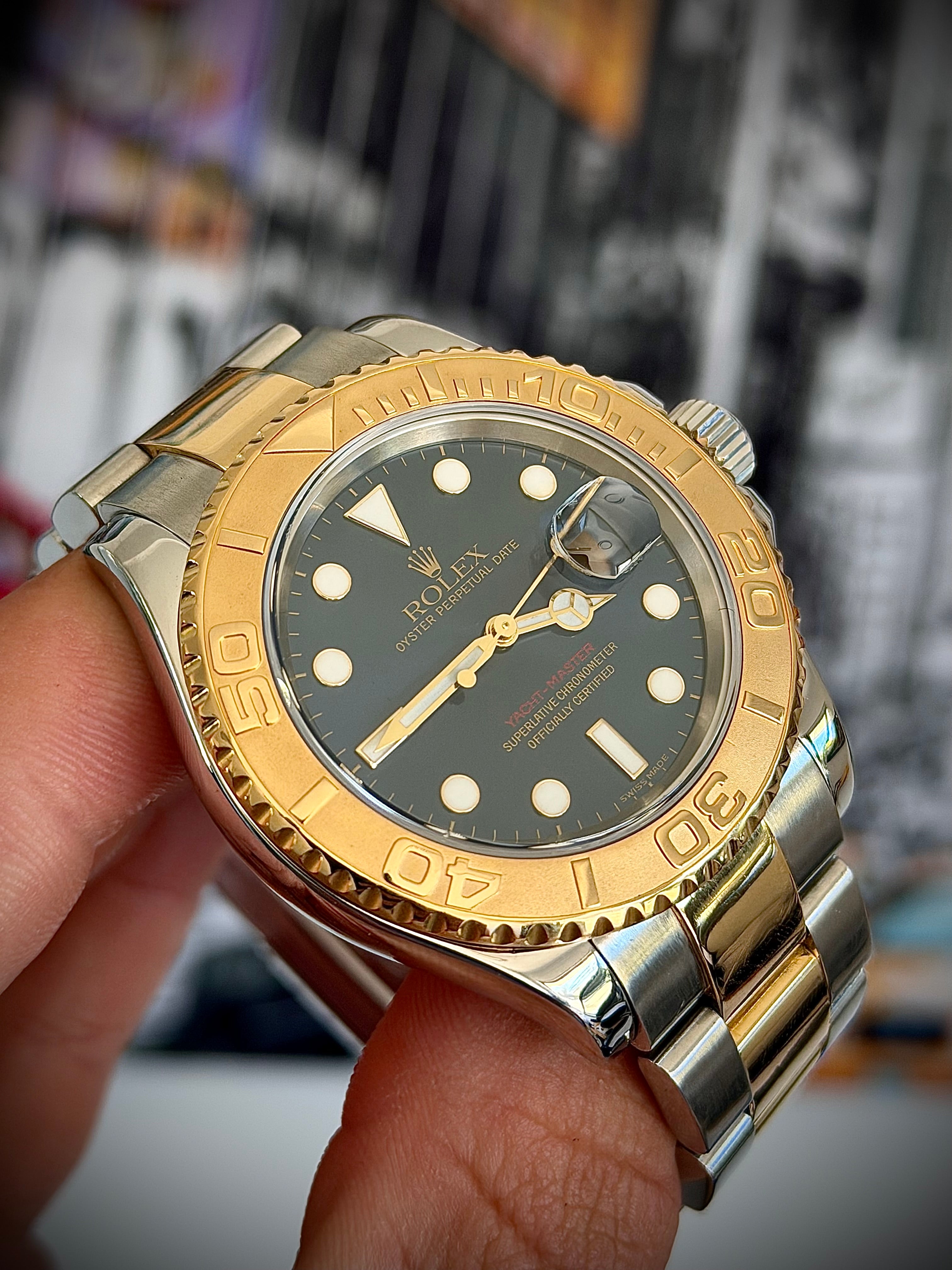 2007 ROLEX YACHT-MASTER, TWO TONE, BLUE DIAL, 16623, BOX & PAPERS, INC GST