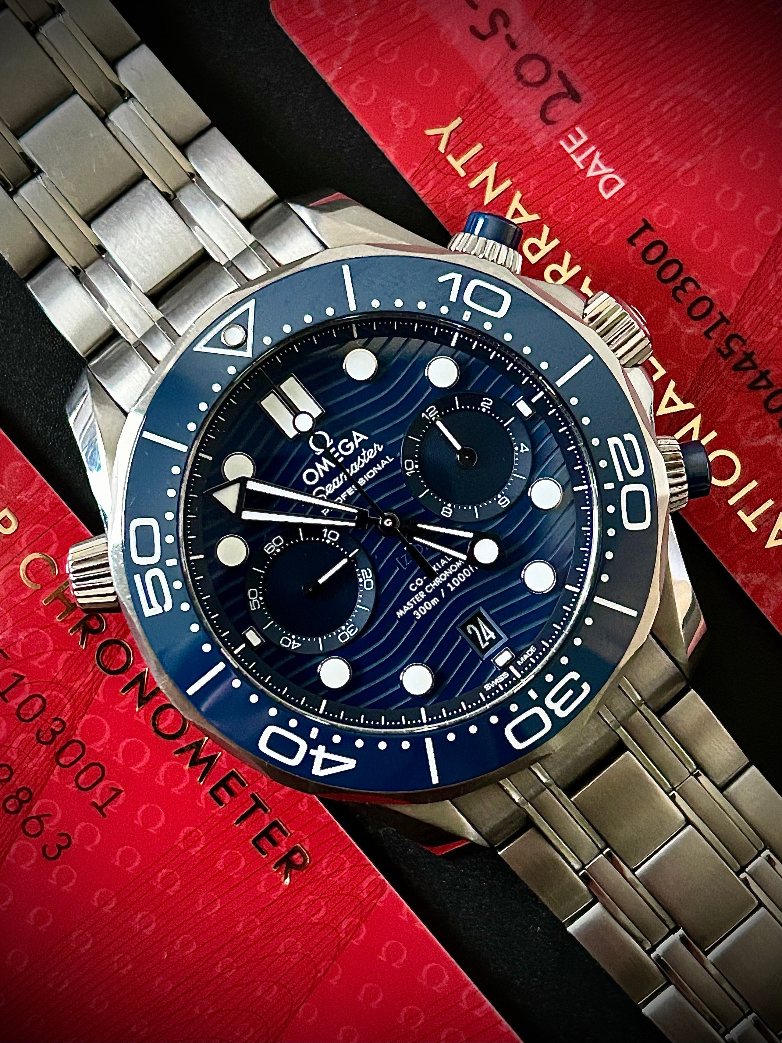 2021 OMEGA SEAMASTER CHRONOGRAPH 300M, 44MM, FULL SET, INC GST