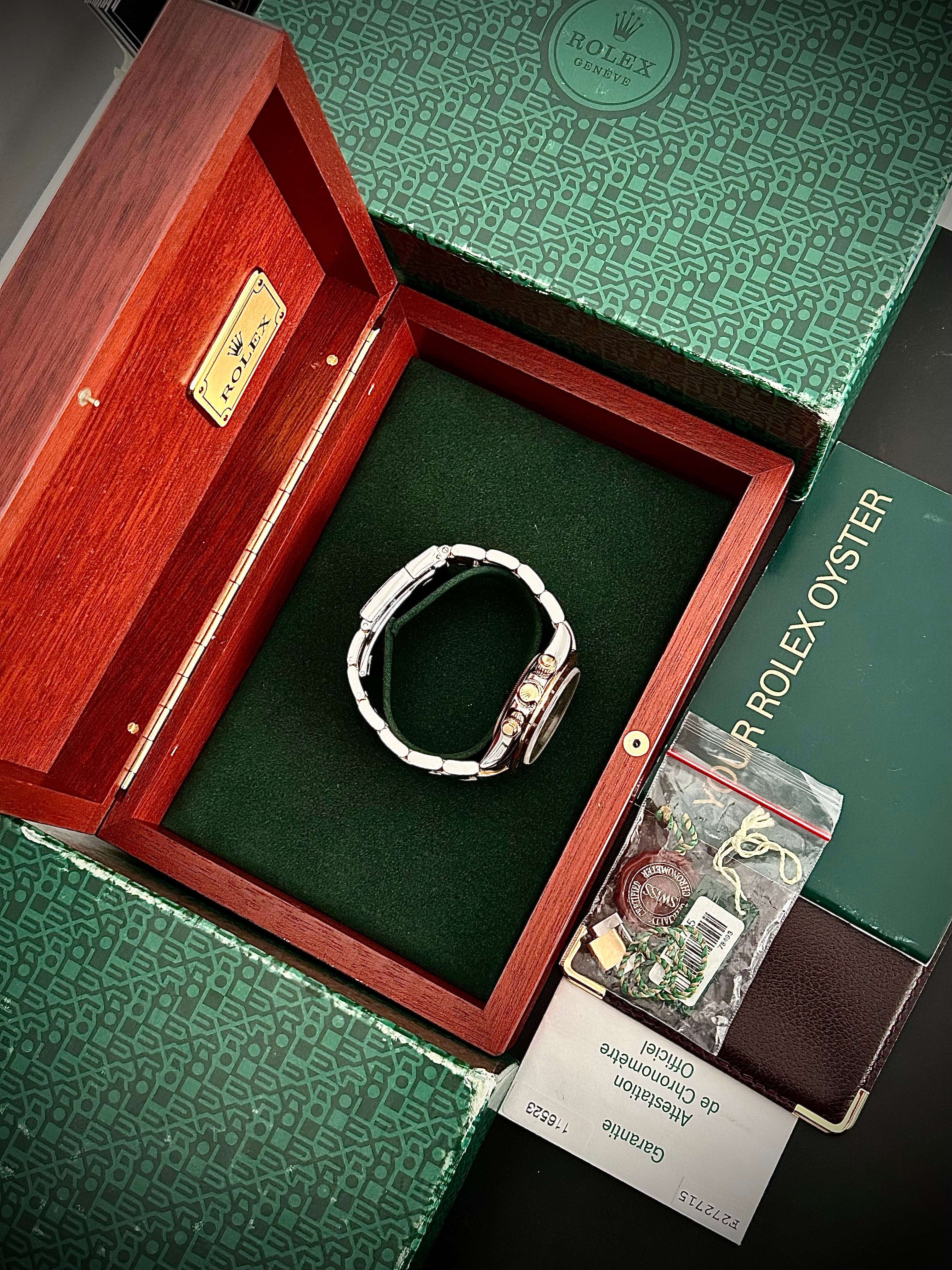 2004 ROLEX COSMOGRAPH DAYTONA, SLATE DIAL, 116523, FULL SET, INC GST